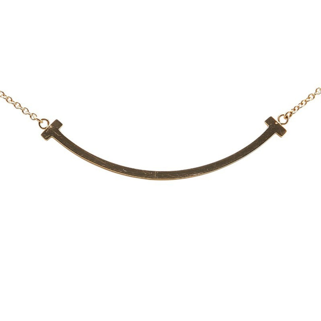 T Smile Pendant Necklace 18K Rose Gold with Diamonds