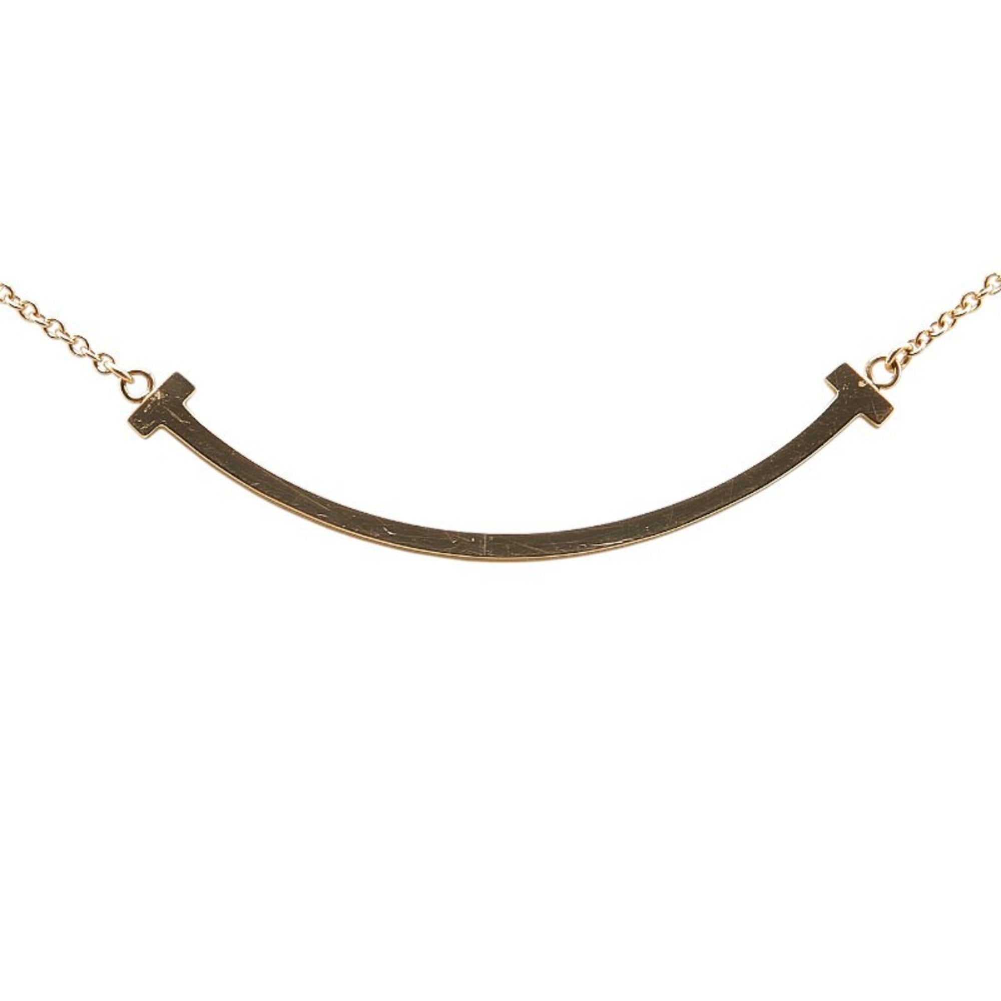 T Smile Pendant Necklace 18K Rose Gold with Diamonds