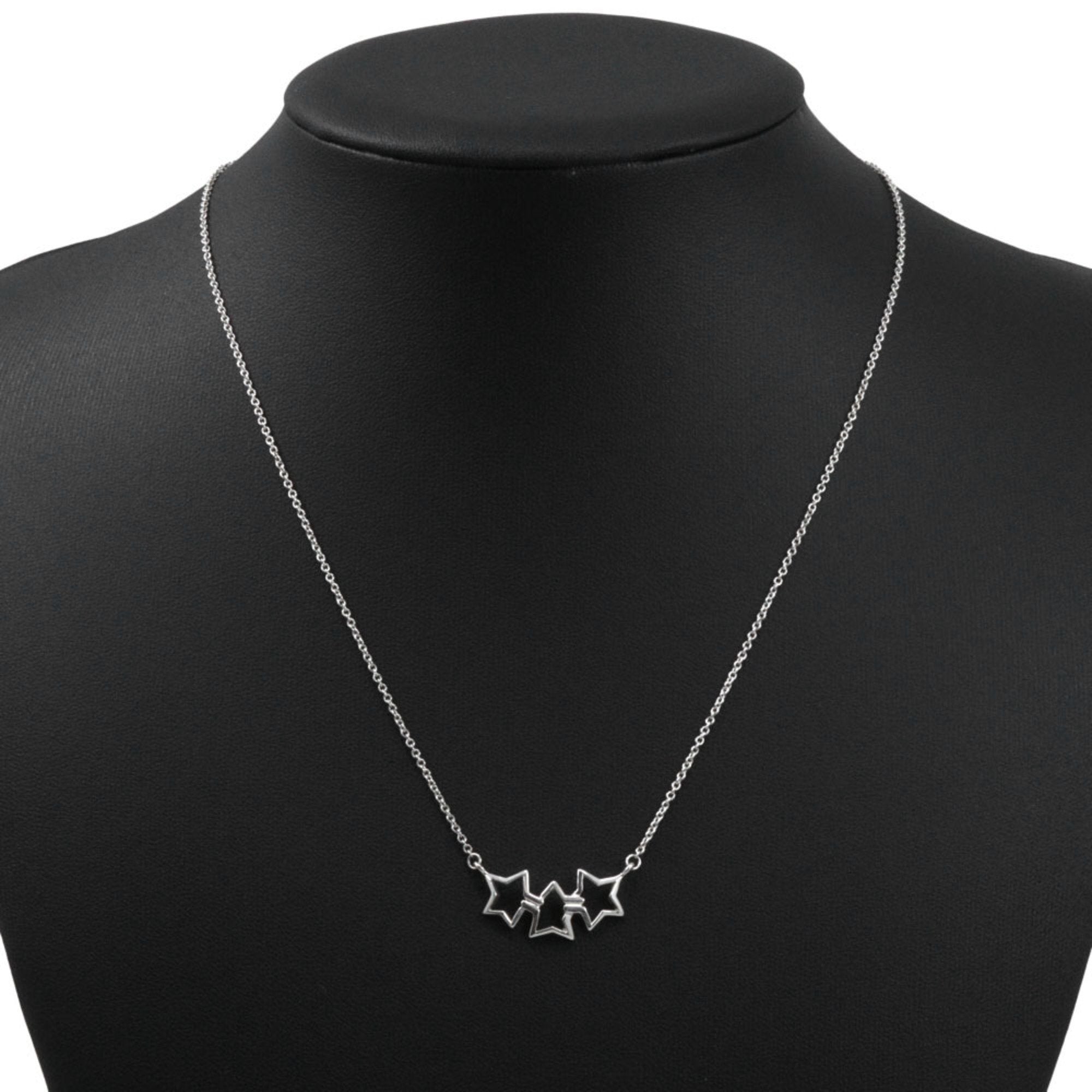 Triple Star Pendant Necklace Sterling Silver
