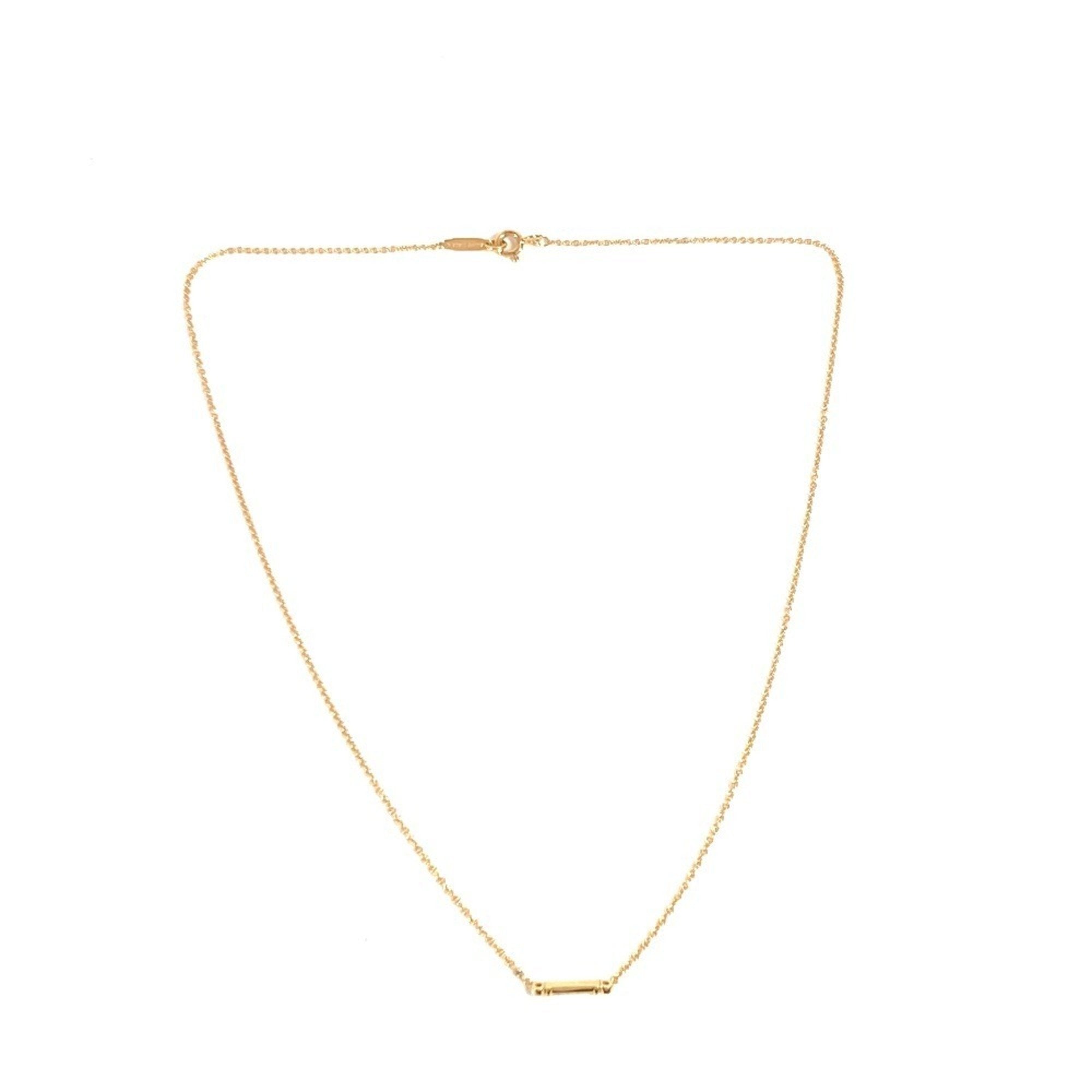 Fleur-de-lis Key Bar Pendant Necklace 18K Yellow Gold with Diamond