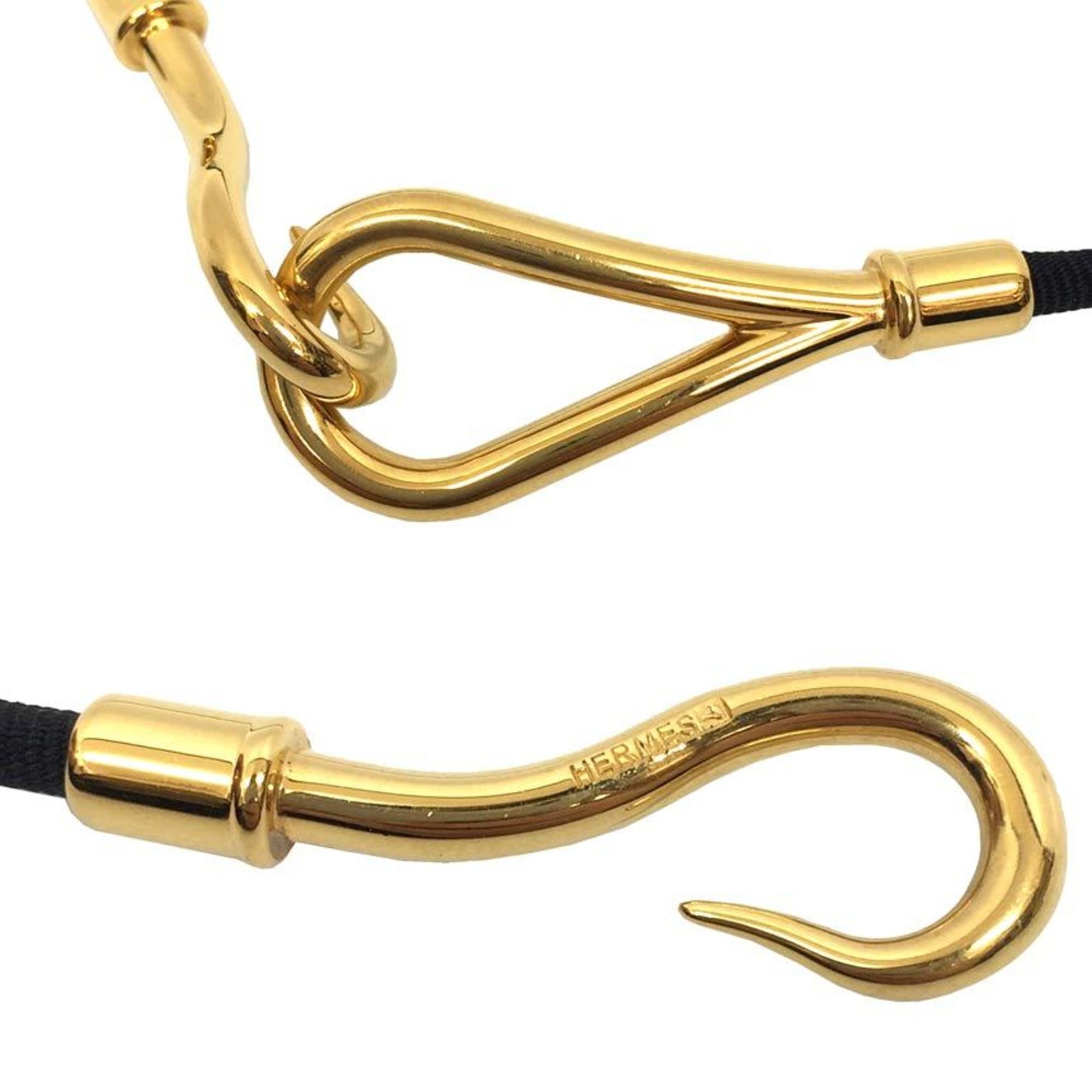 Charm Bracelet Brass and Cotton Black and Gold