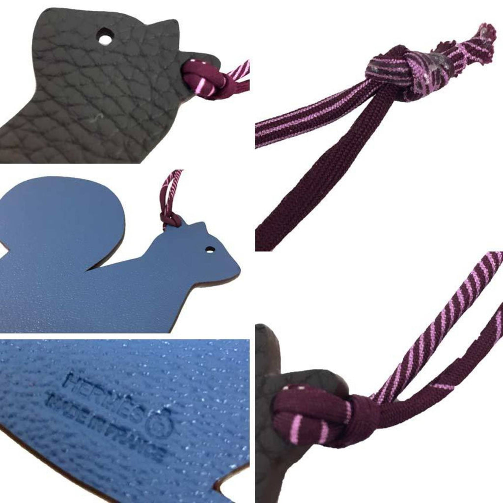 Handbag Charm Epsom Leather and Togo Leather Brown and Navy