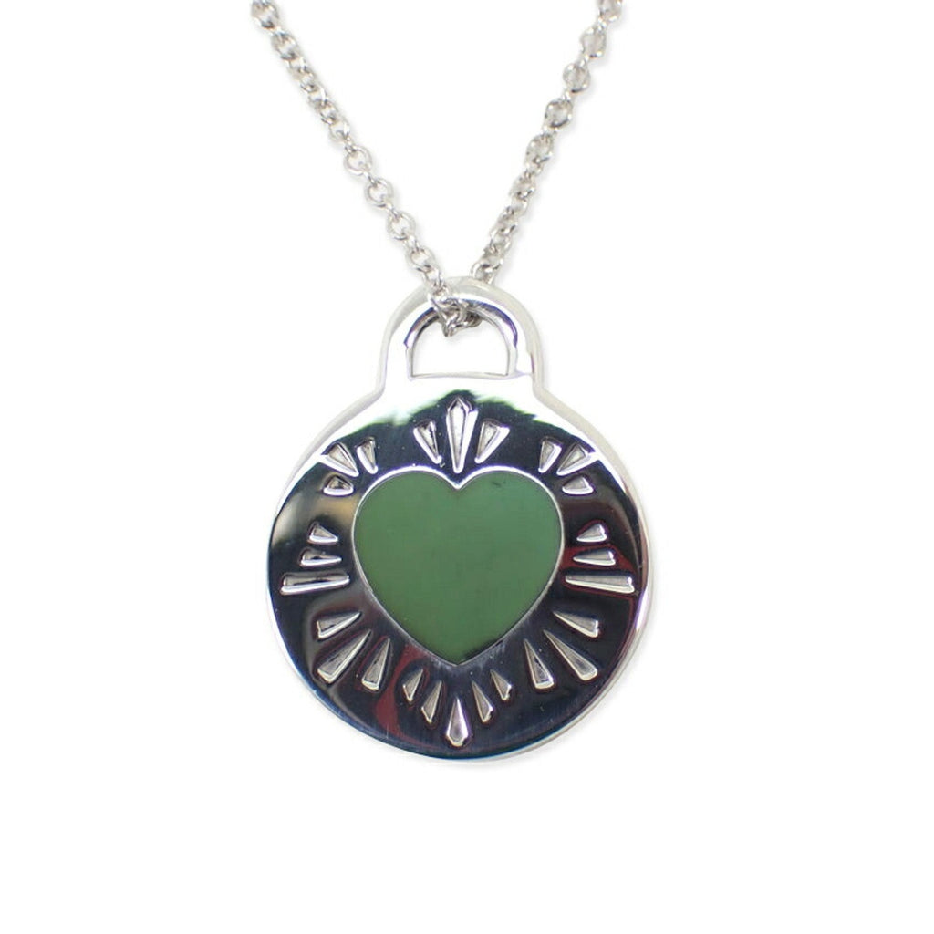 Pendant Necklace Enamel and Sterling Silver Blue Heart
