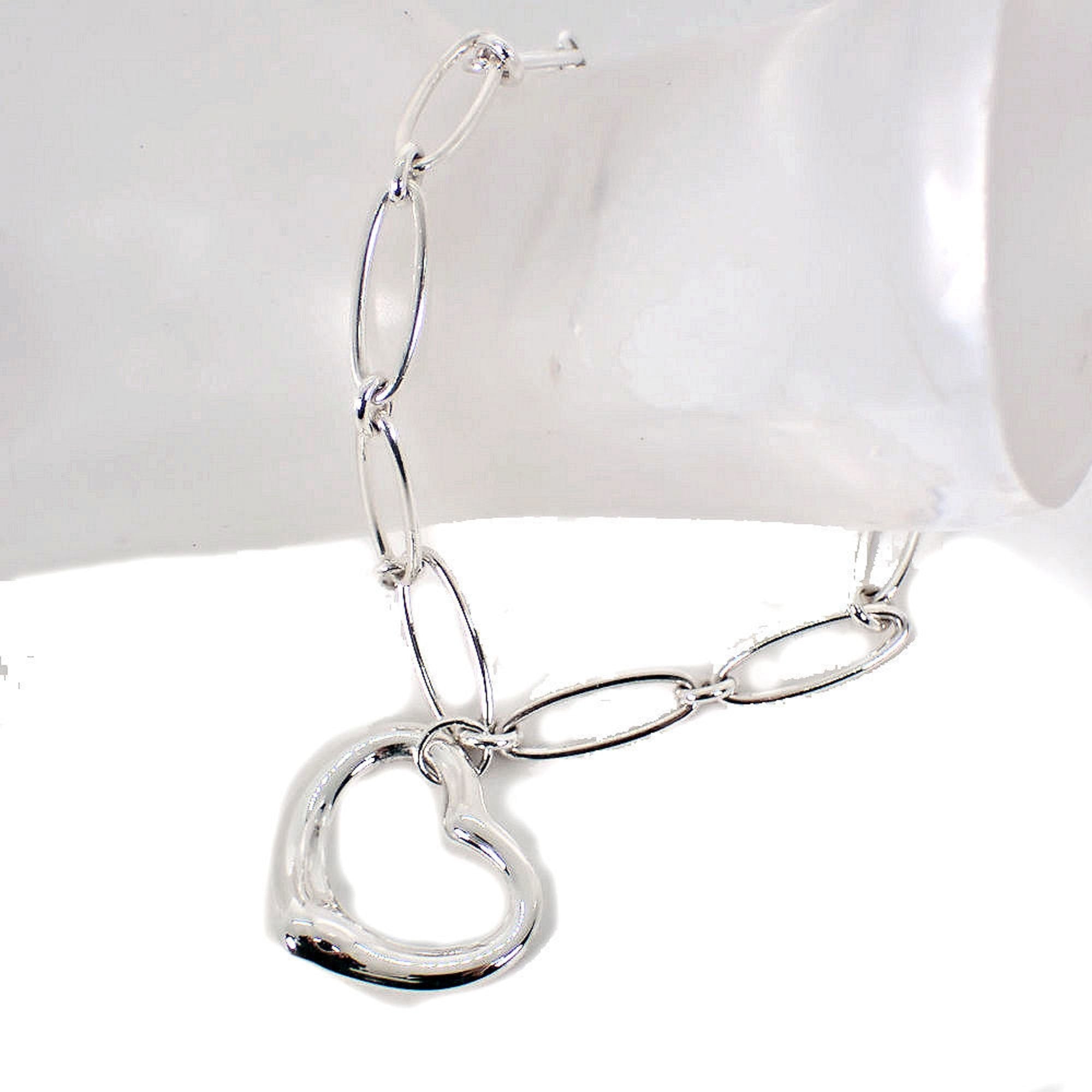 Heart Oval Link Chain Bracelet Sterling Silver