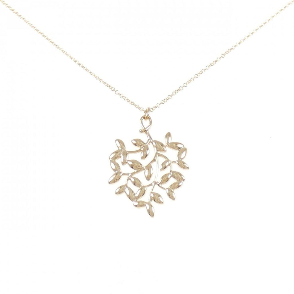 Olive Leaf Pendant Necklace 18K Rose Gold Small