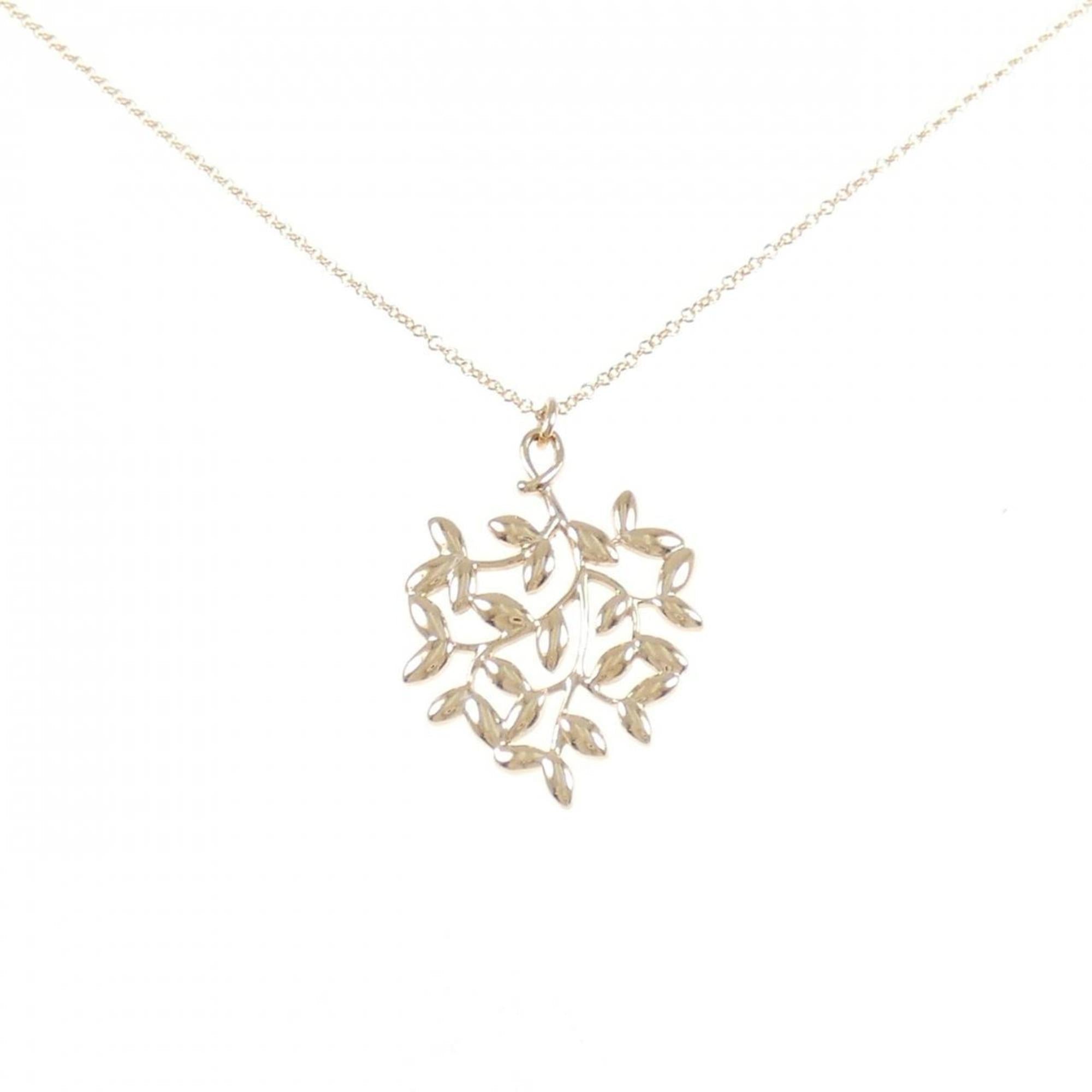 Olive Leaf Pendant Necklace 18K Rose Gold Small