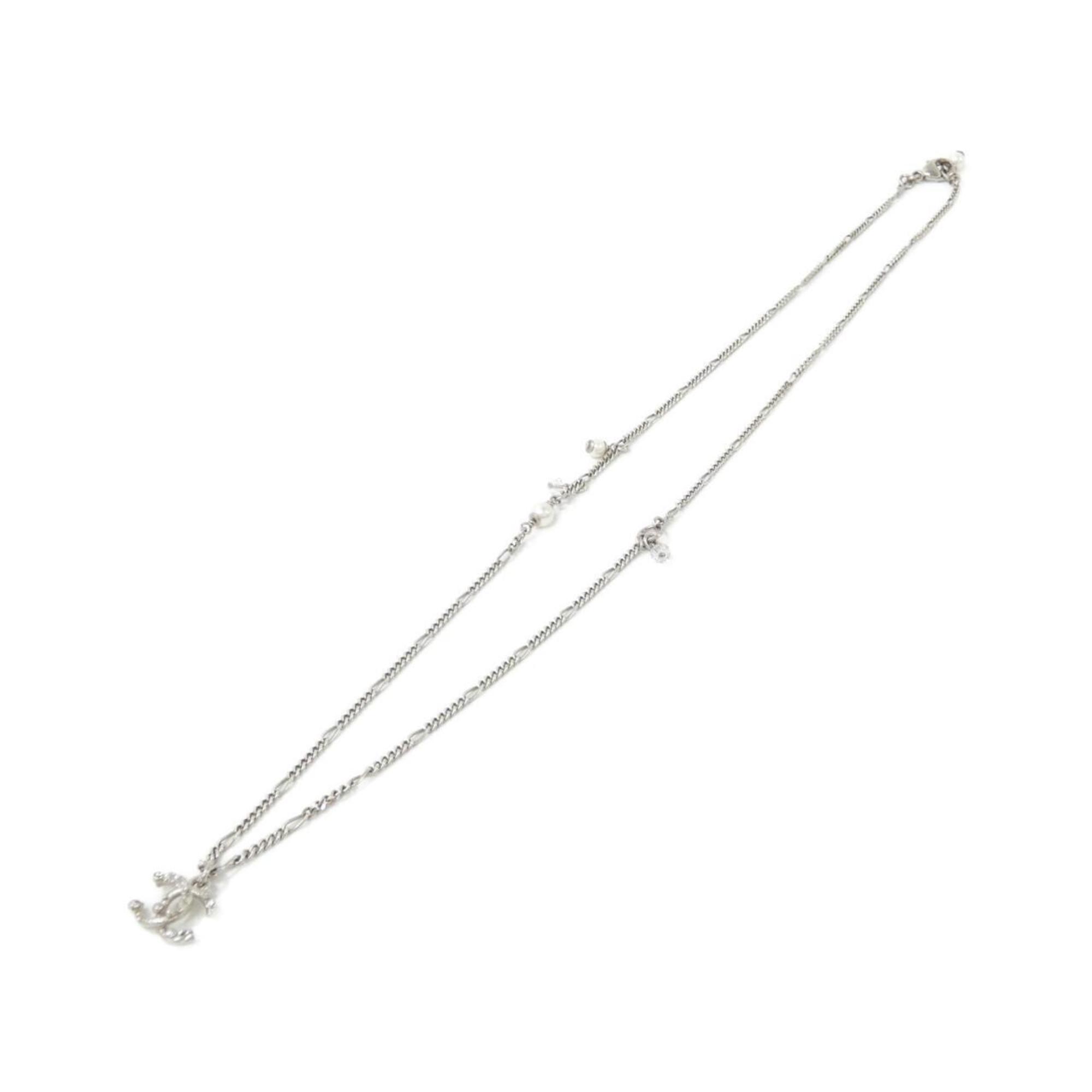 Pendant Necklace White with Crystal