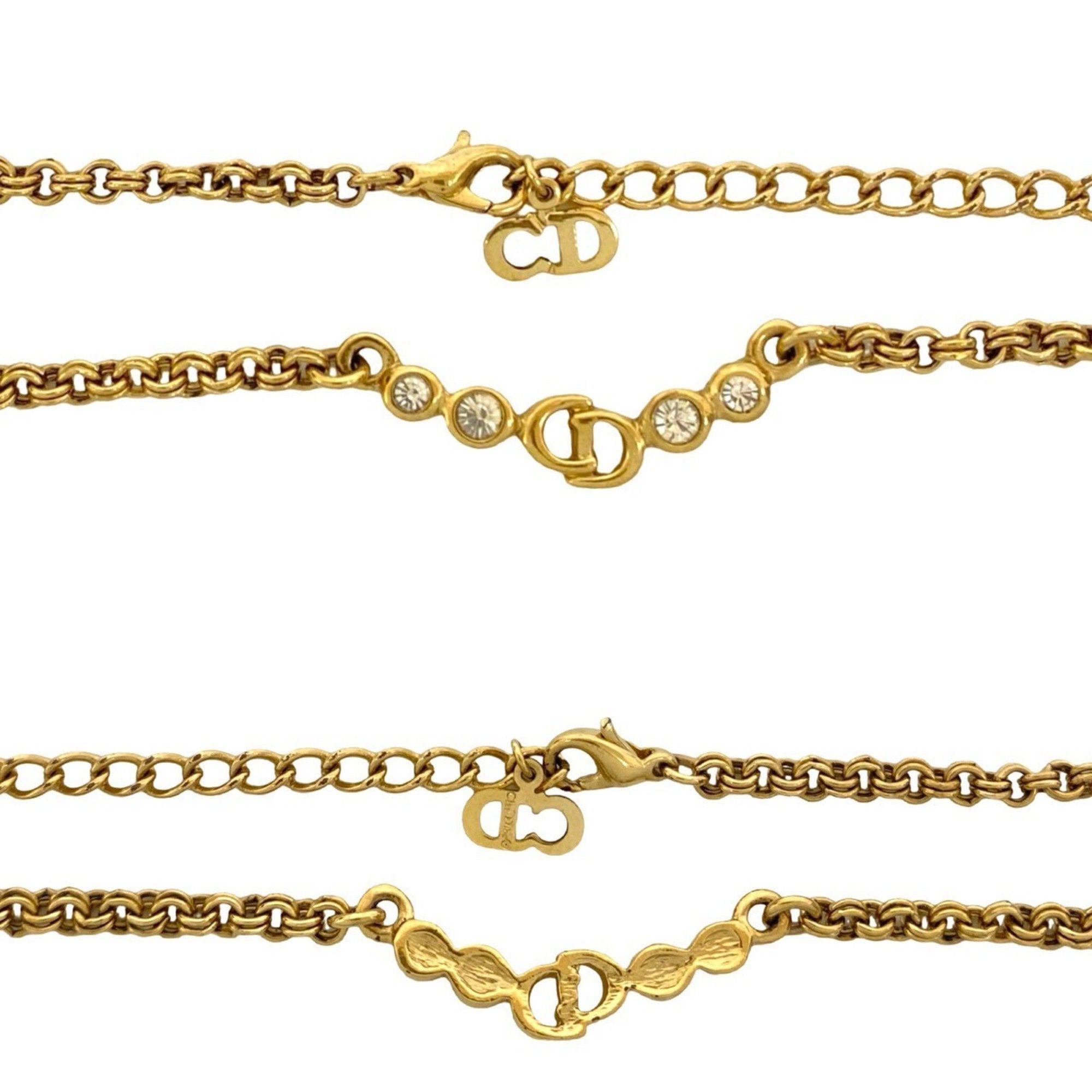 Vintage Pendant Necklace Gold With Rhinestone