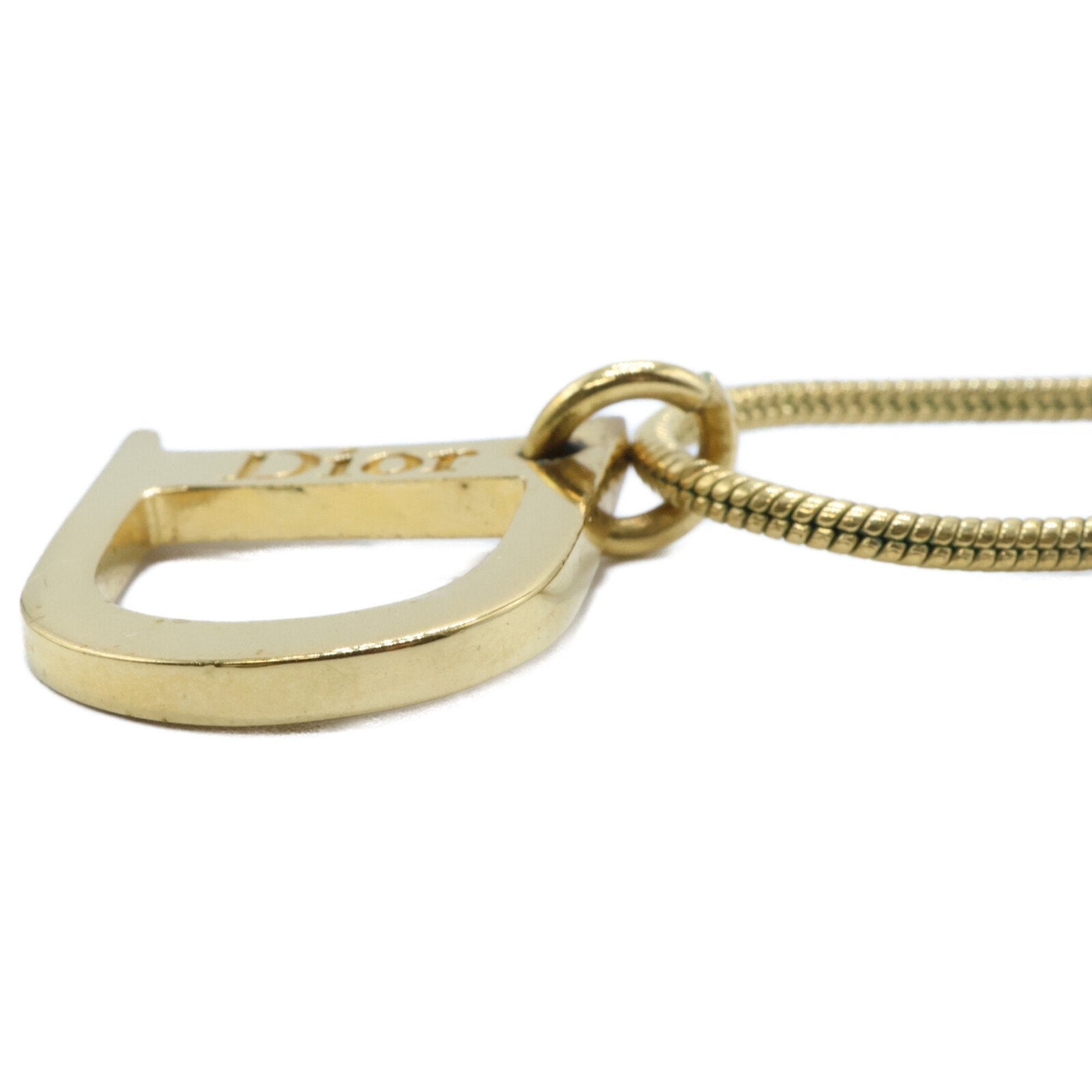 D Motif Pendant Necklace Gold Metal
