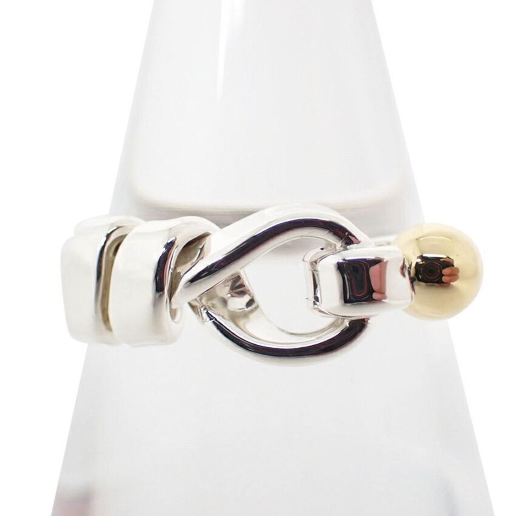 Hook and Eye Band Ring Sterling Silver and 18K Yellow Gold