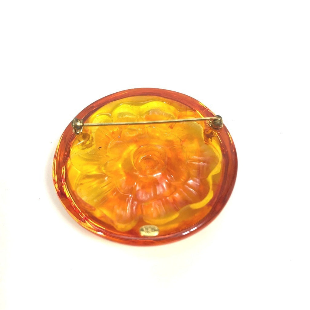 Camellia Brooch Plastic Orange