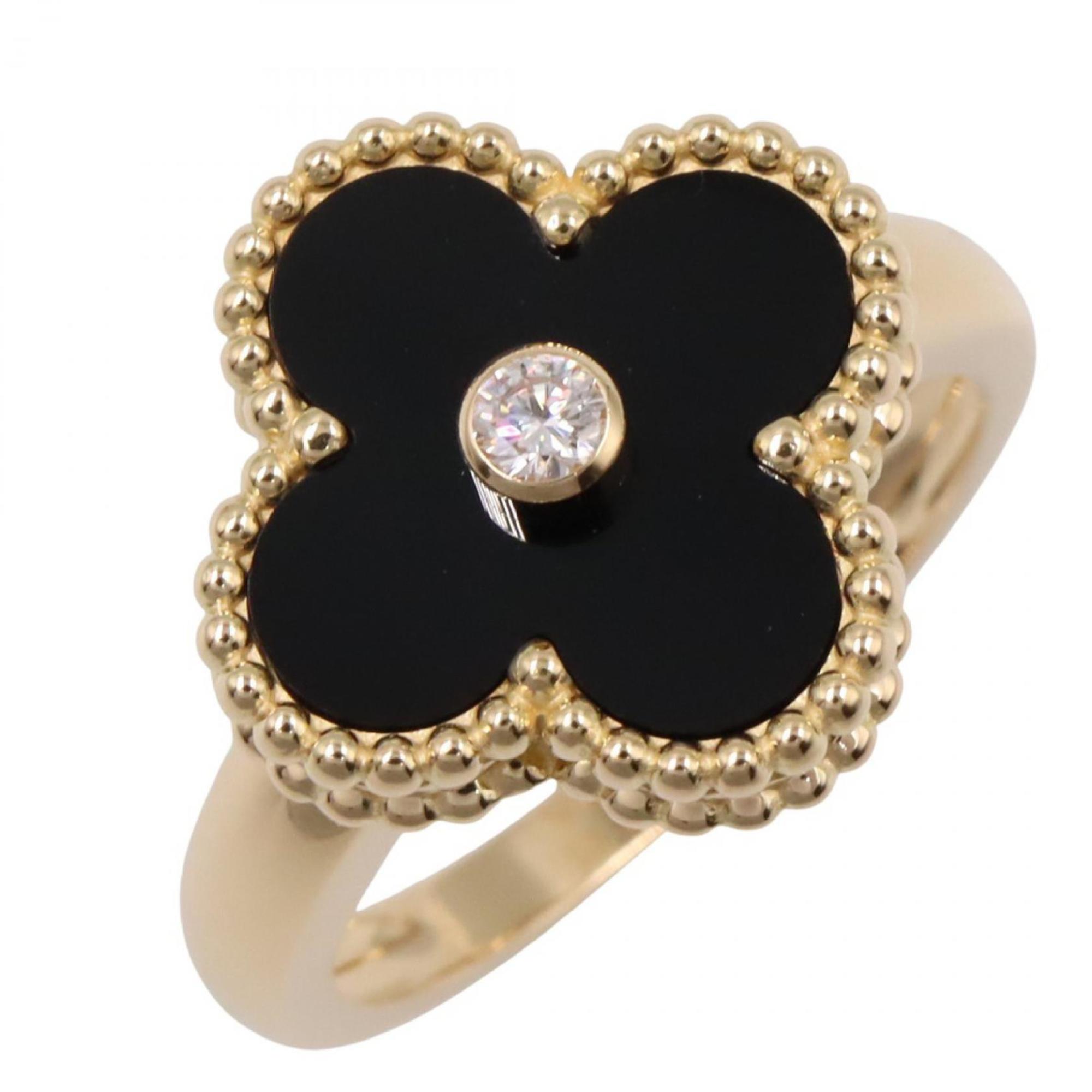 Vintage Alhambra Ring 18K Yellow Gold and Onyx