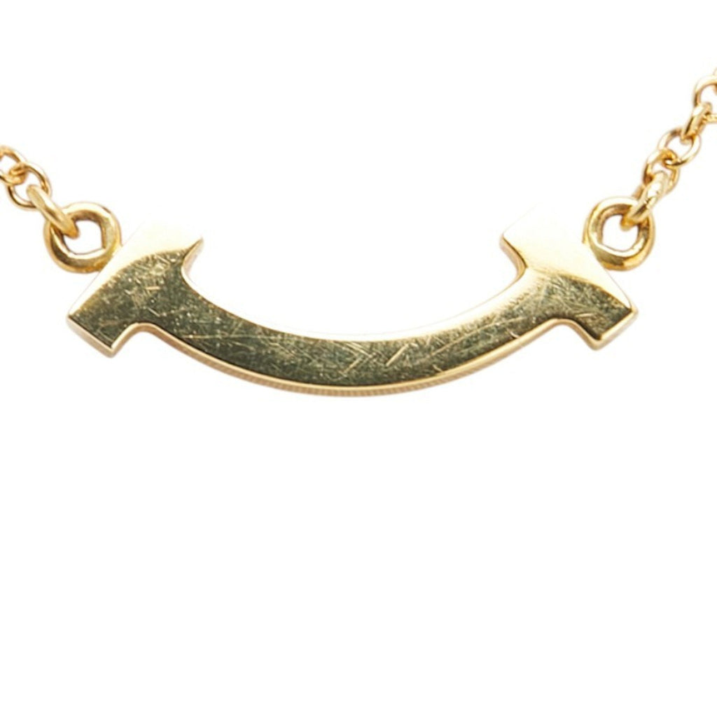 T Smile Pendant Necklace 18K Yellow Gold with Diamonds