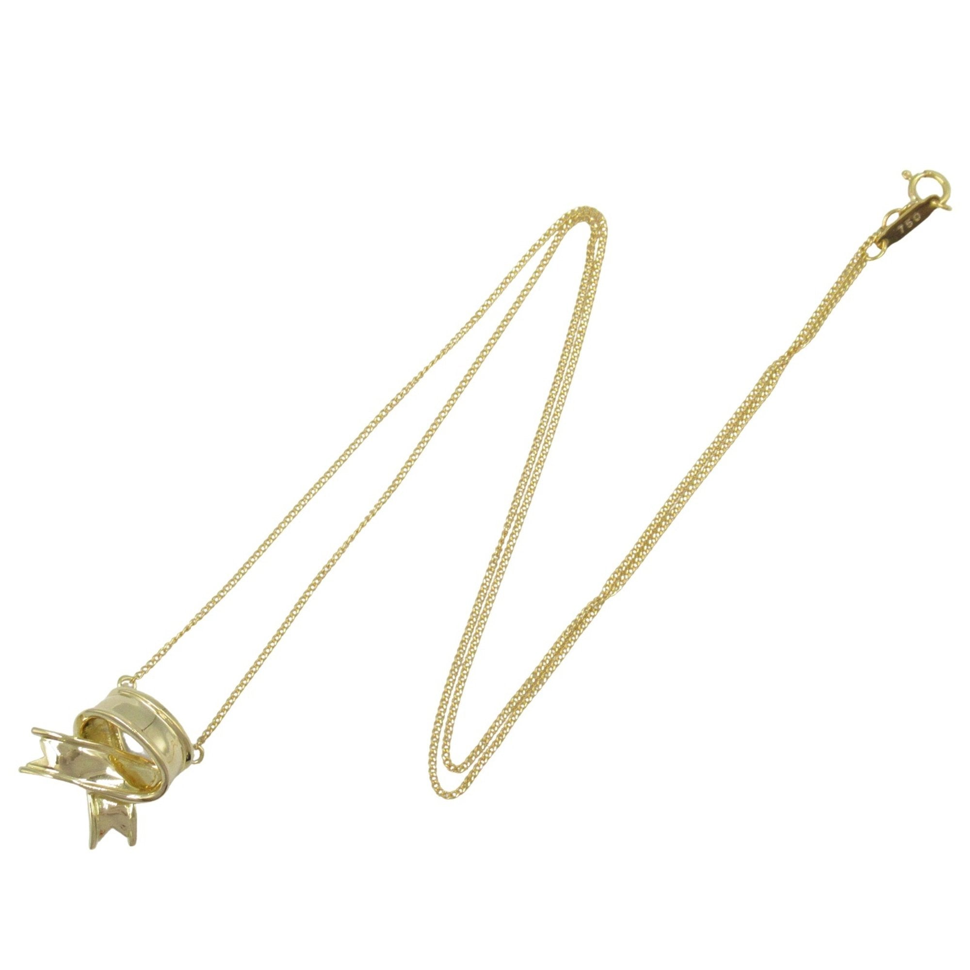 Ribbon Pendant Necklace 18K Yellow Gold