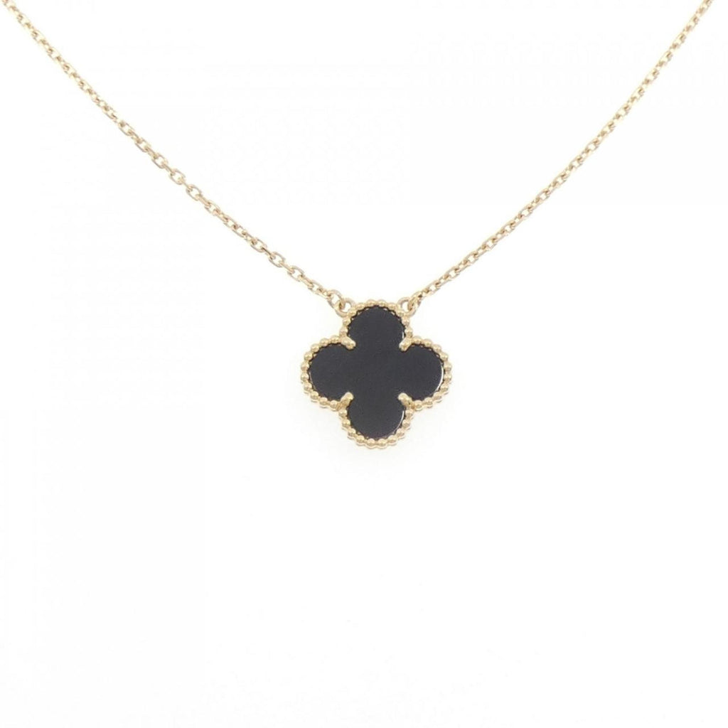 Vintage Alhambra Pendant Necklace 18K Yellow Gold and Onyx