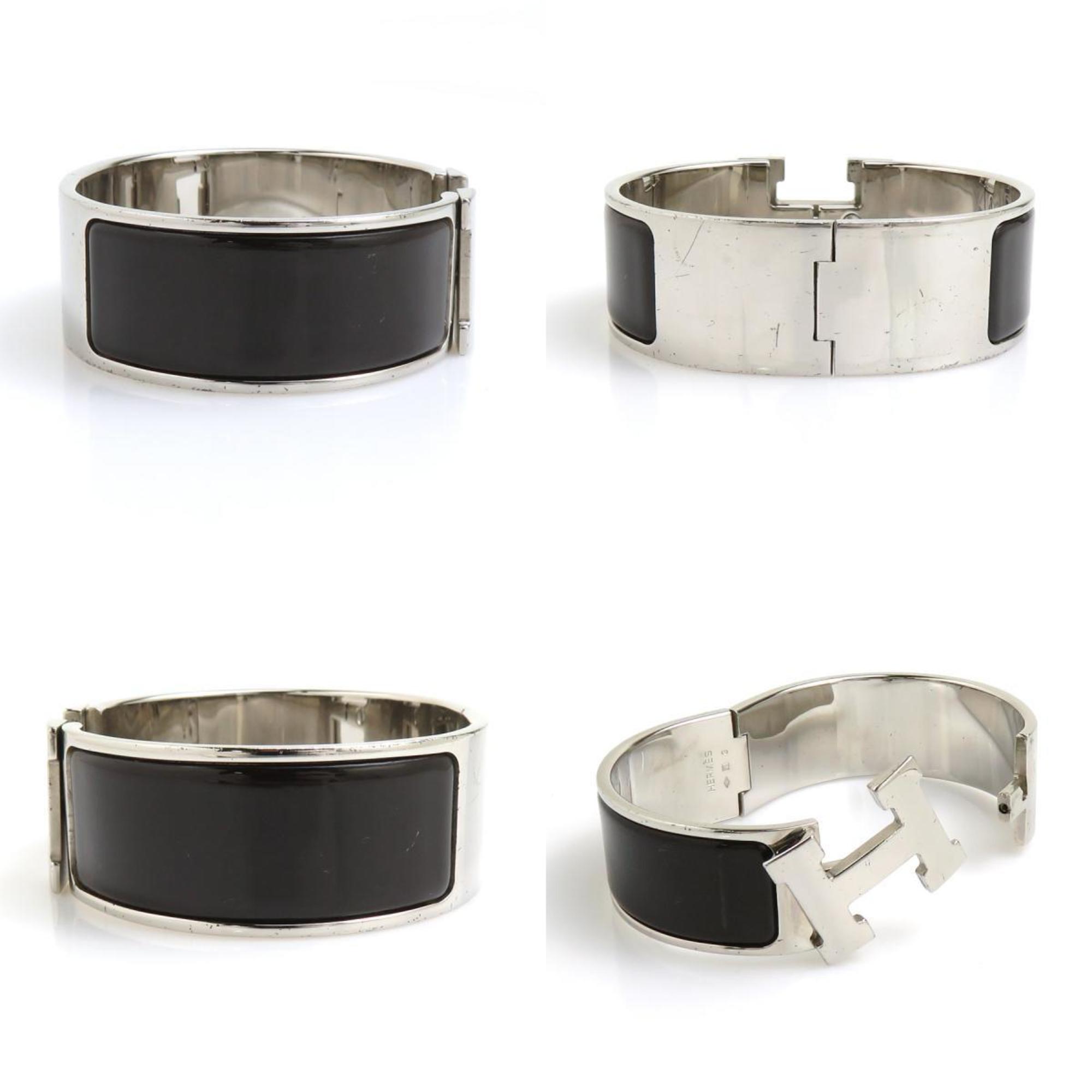 Bracelet Enamel and Metal Dark Brown Silver