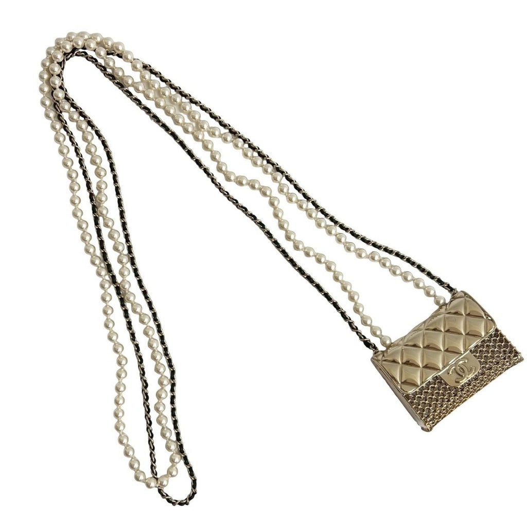 CC Logo Chain Pendant Necklace Gold-Tone Metal