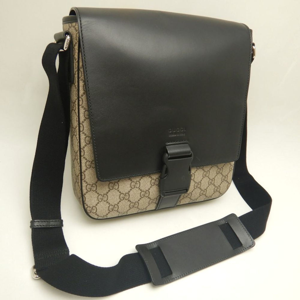 Buckle Flap Messenger Bag GG Coated Canvas with Leather Medium
