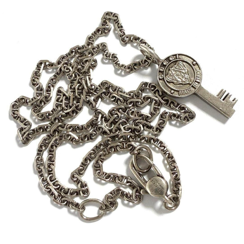 Crest Key Pendant Necklace Sterling Silver
