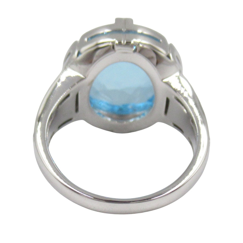 Parentesi Band Ring 18K White Gold with Diamond and Blue Topaz