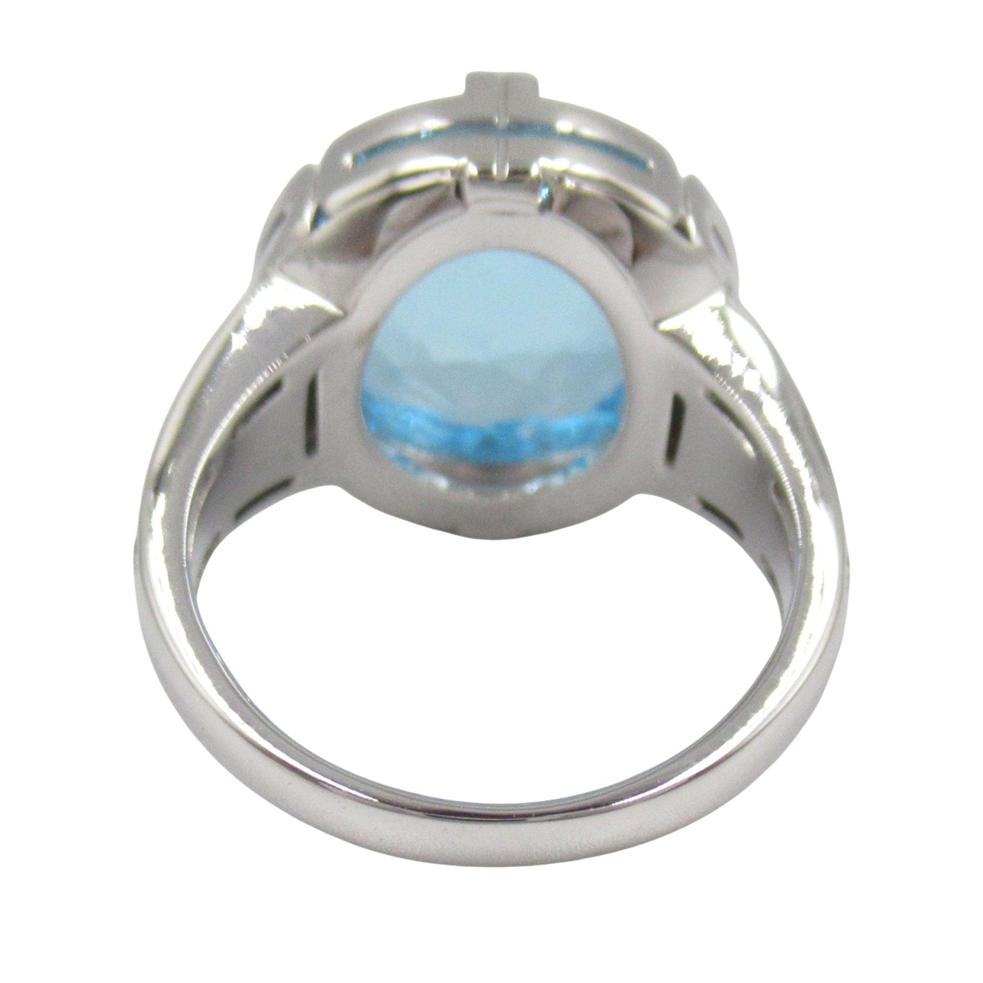 Parentesi Band Ring 18K White Gold with Diamond and Blue Topaz