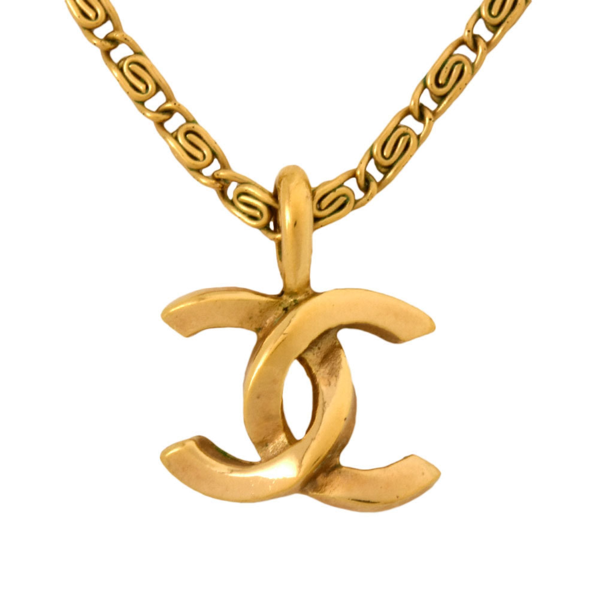 CC Logo Pendant Necklace Gold-Tone Metal