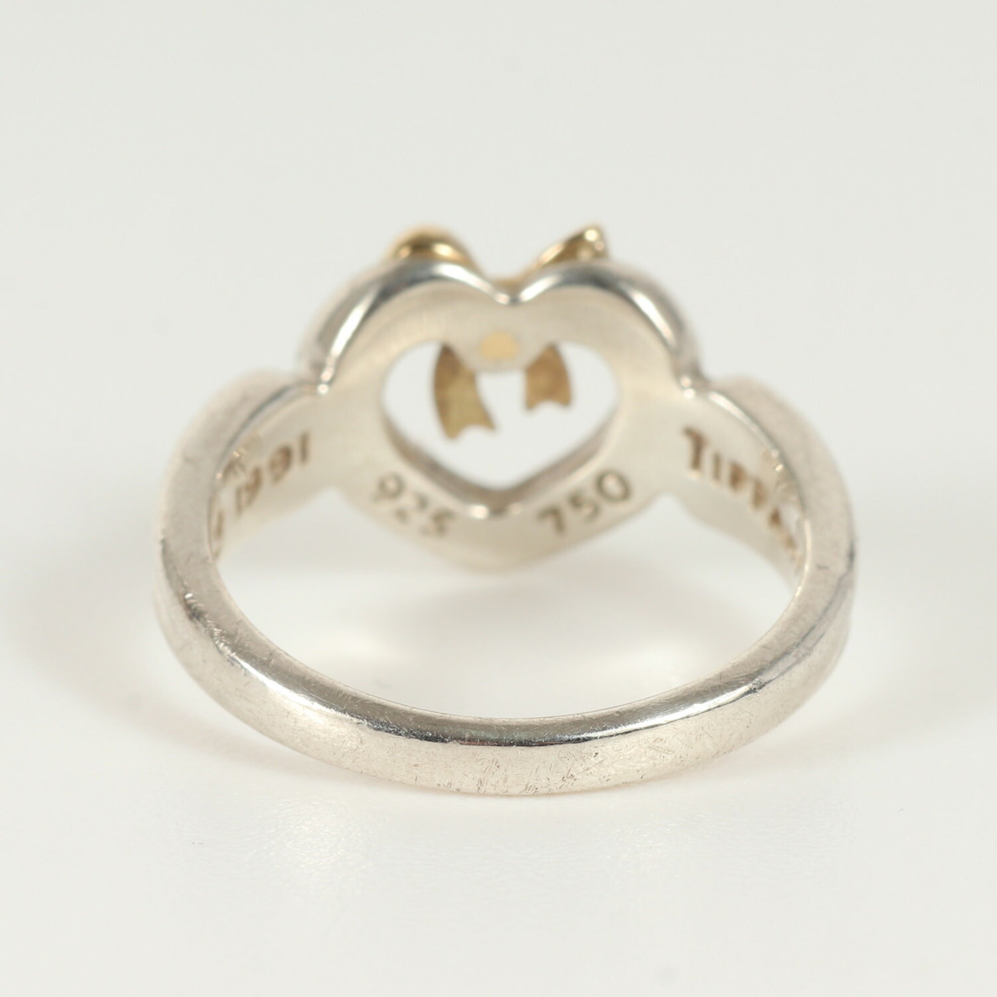 Heart Ribbon Combination Ring Sterling Silver and 18K Yellow Gold