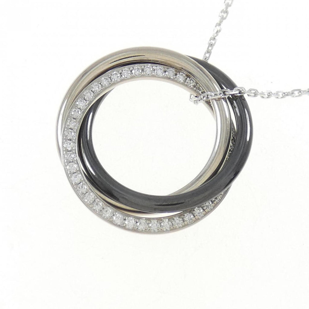 Trinity Pendant Necklace 18K White Gold and Ceramic