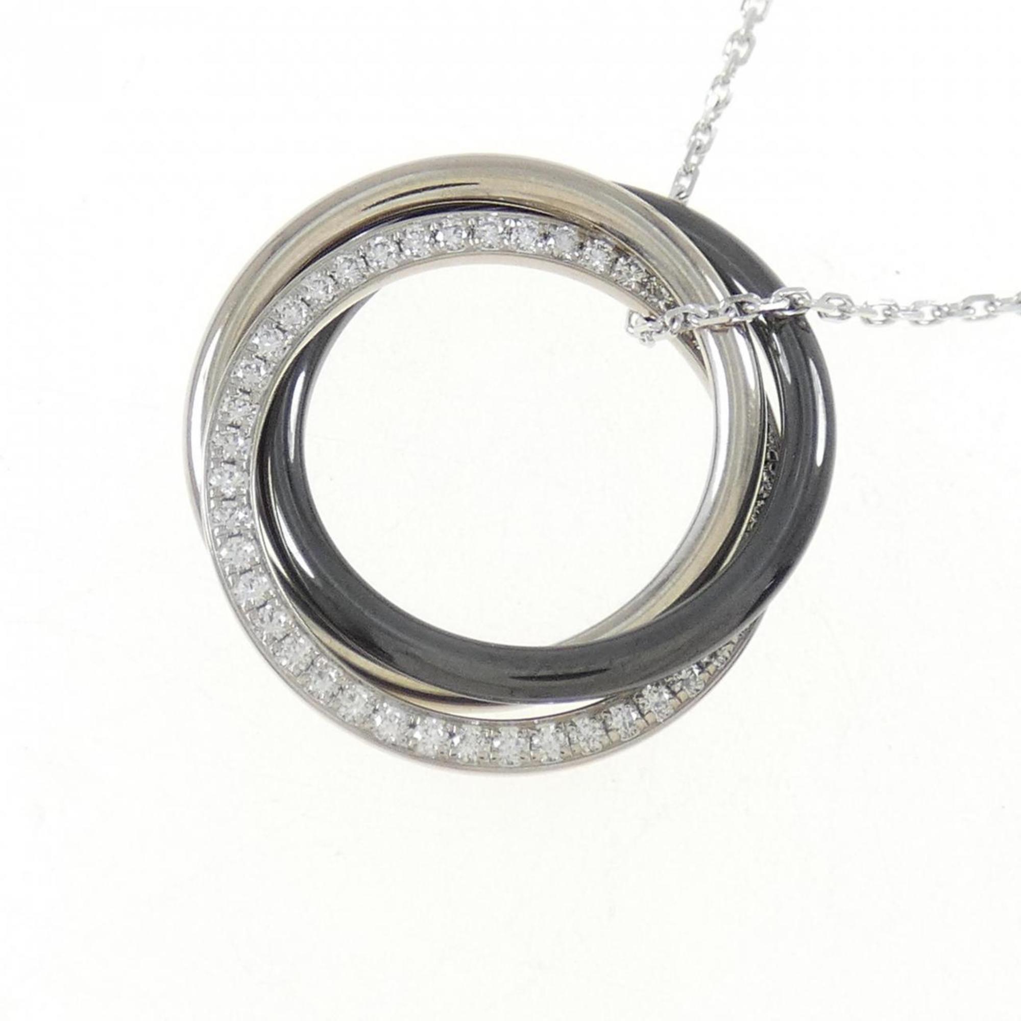 Trinity Pendant Necklace 18K White Gold and Ceramic
