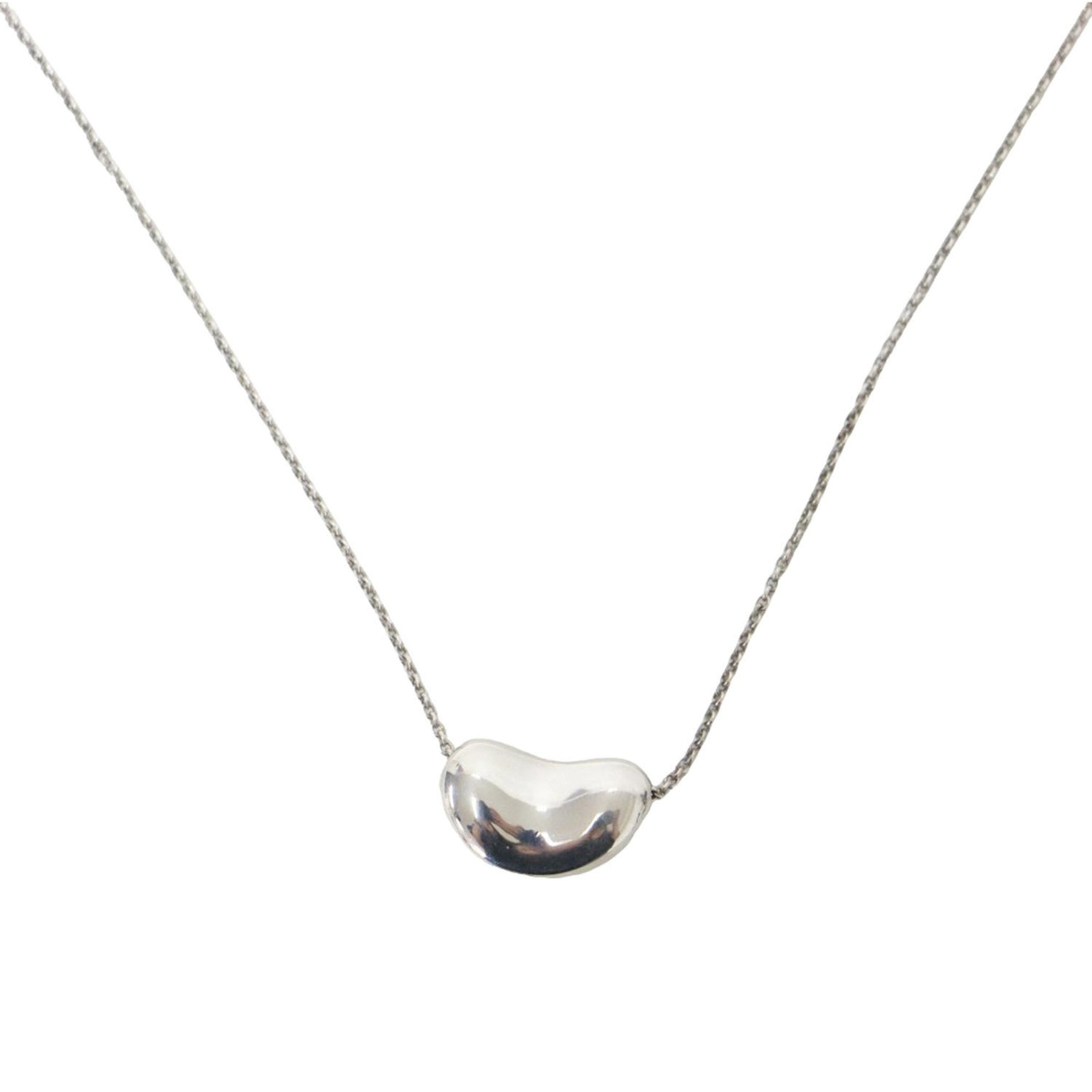 Bean Pendant Necklace Sterling Silver 11mm