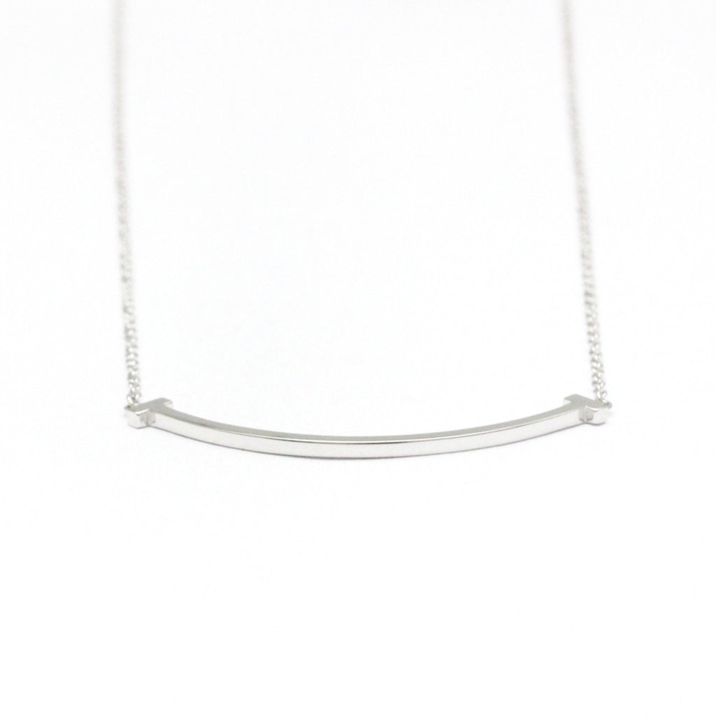 T Smile Pendant Necklace Sterling Silver with 18K White Gold