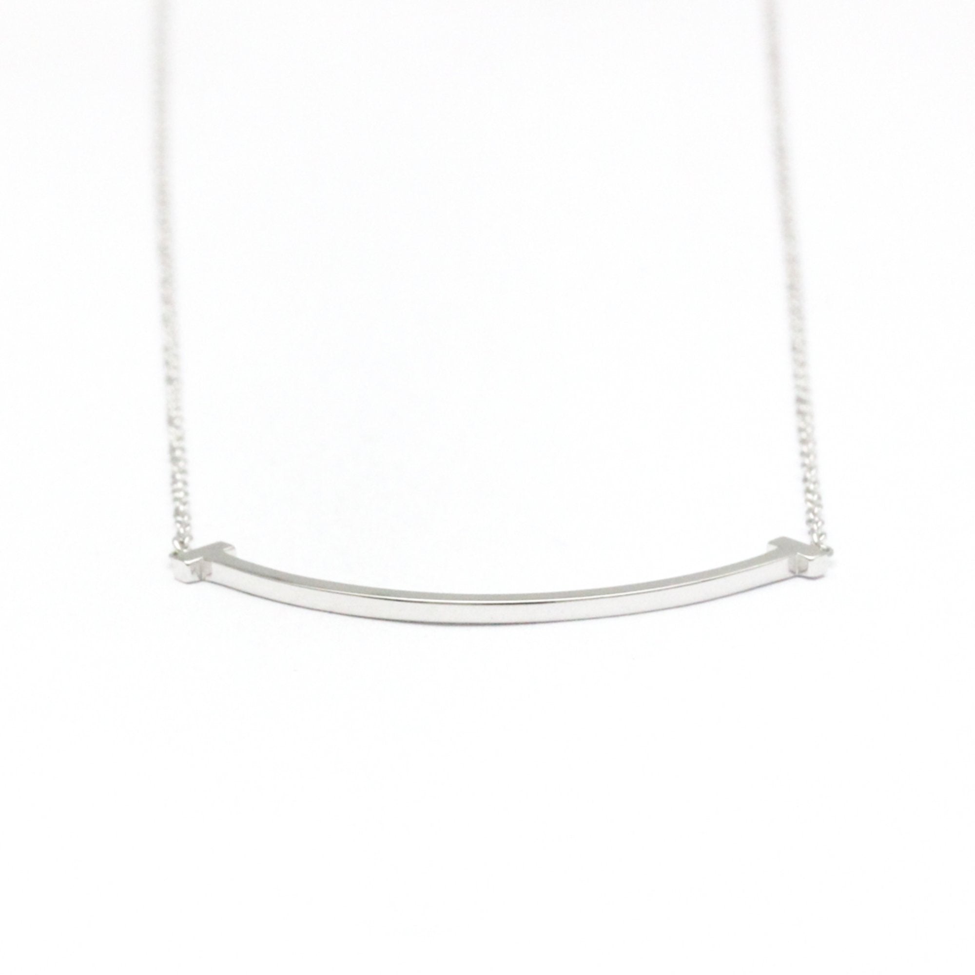 T Smile Pendant Necklace Sterling Silver with 18K White Gold