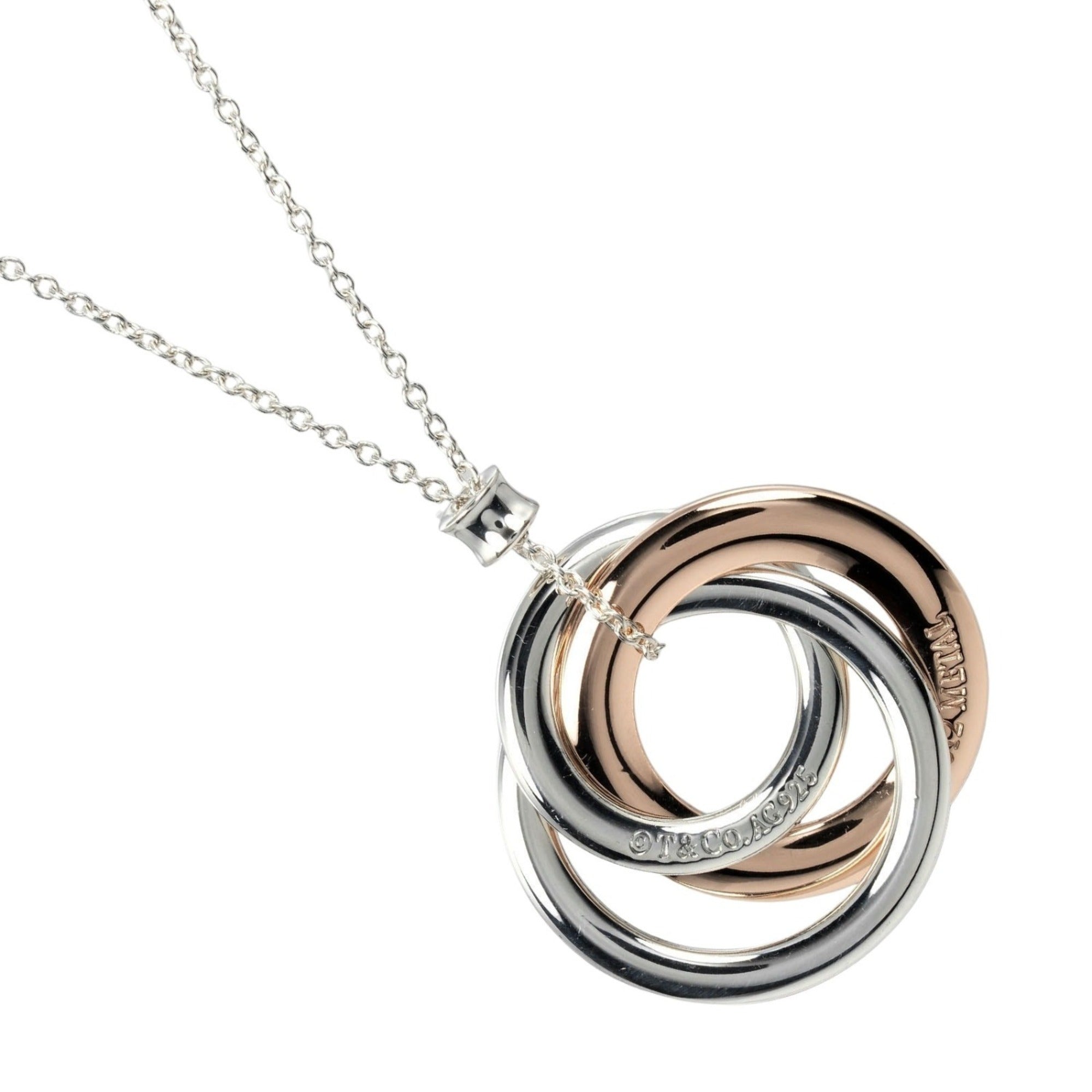 Interlocking Circle Pendant Necklace Sterling Silver