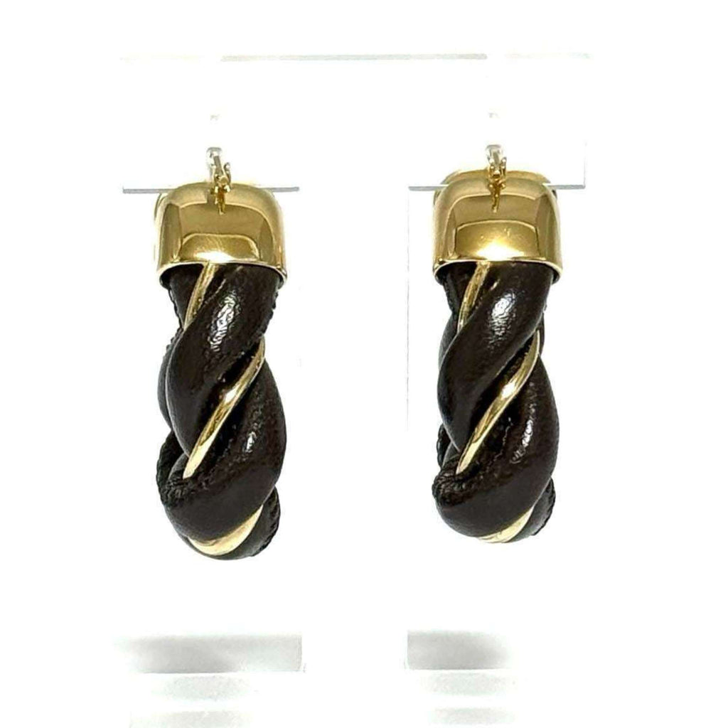Earrings Hoop Leather and Sterling Silver