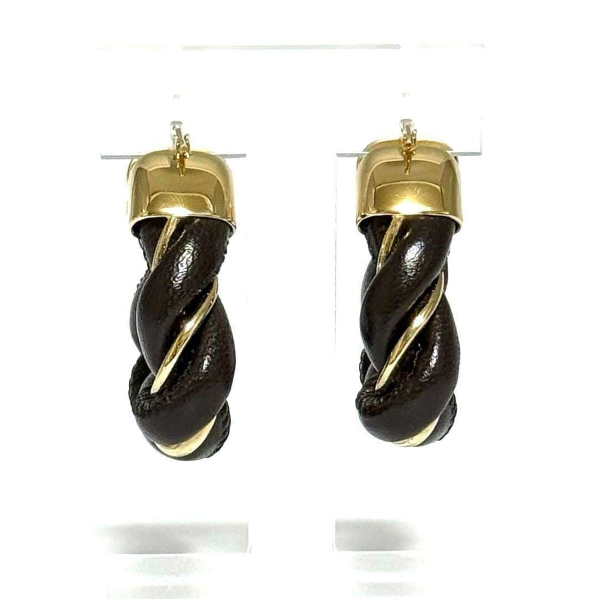Earrings Hoop Leather and Sterling Silver