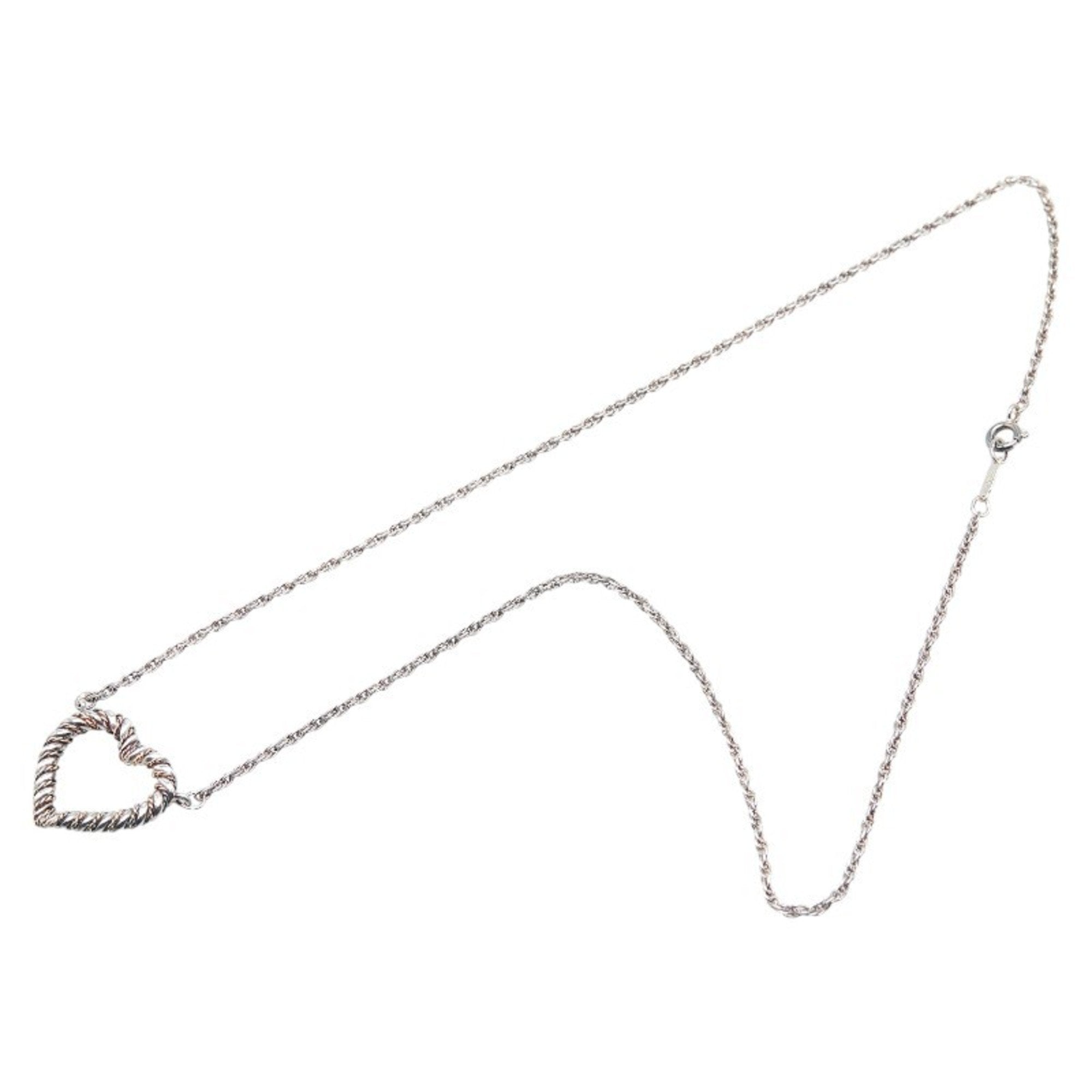 Twisted Heart Pendant Necklace Sterling Silver