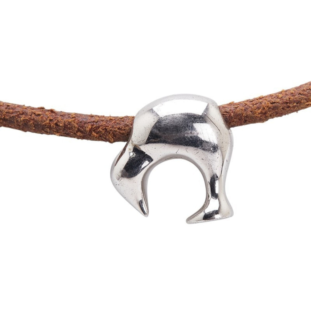 Pendant Necklace Leather and Sterling Silver