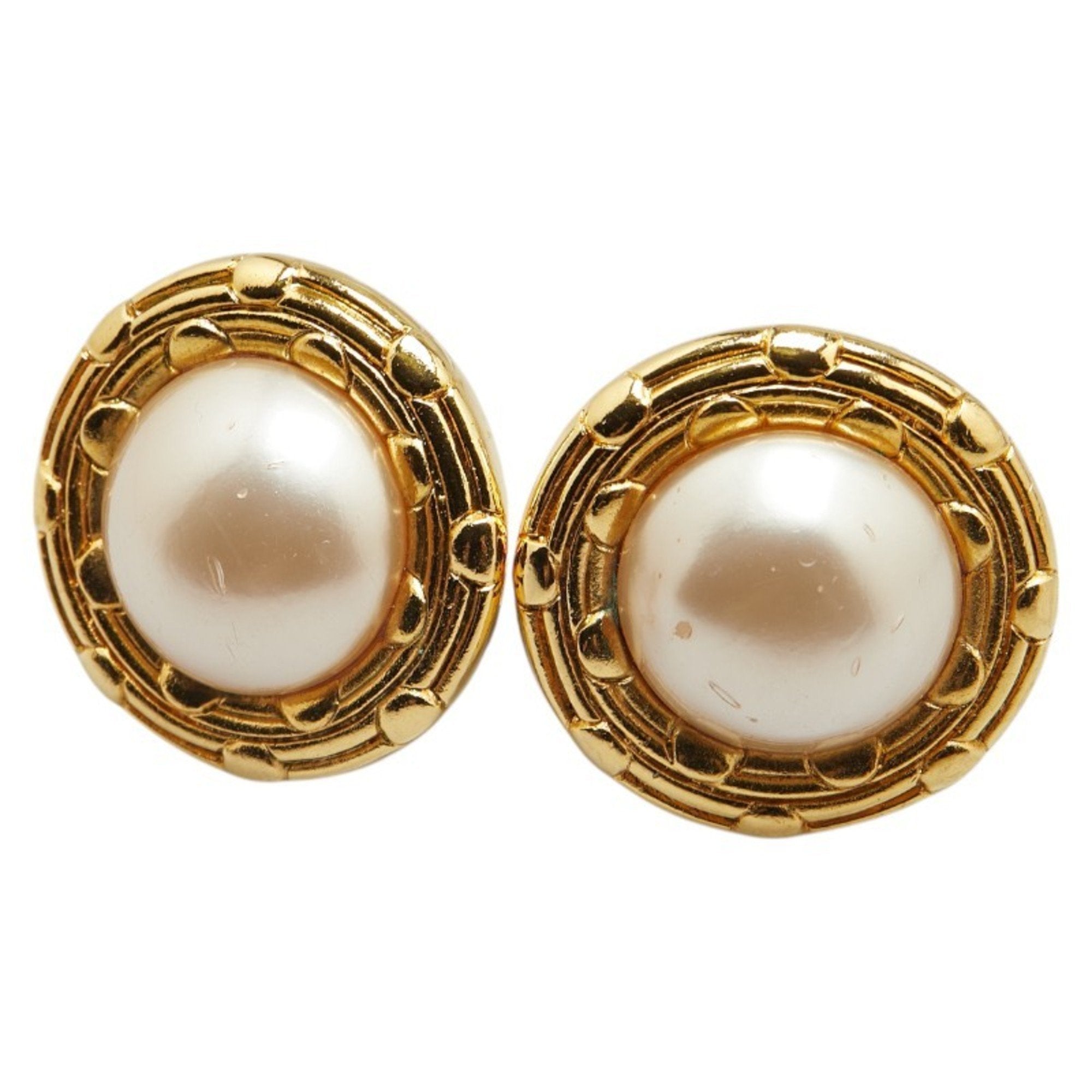 Clip-On Earrings Pearl Clip-On Gold-Tone Metal