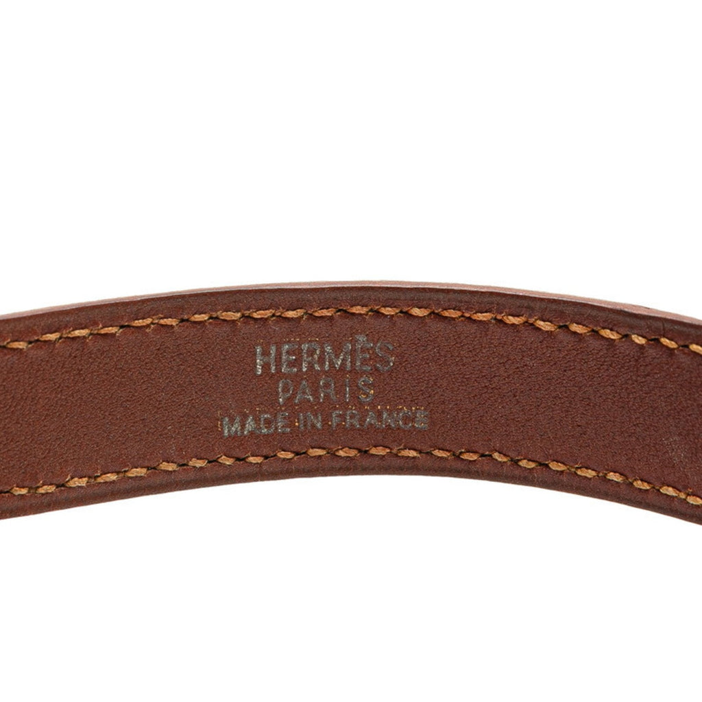 Choker Necklace Leather and Metal Brown and Silver