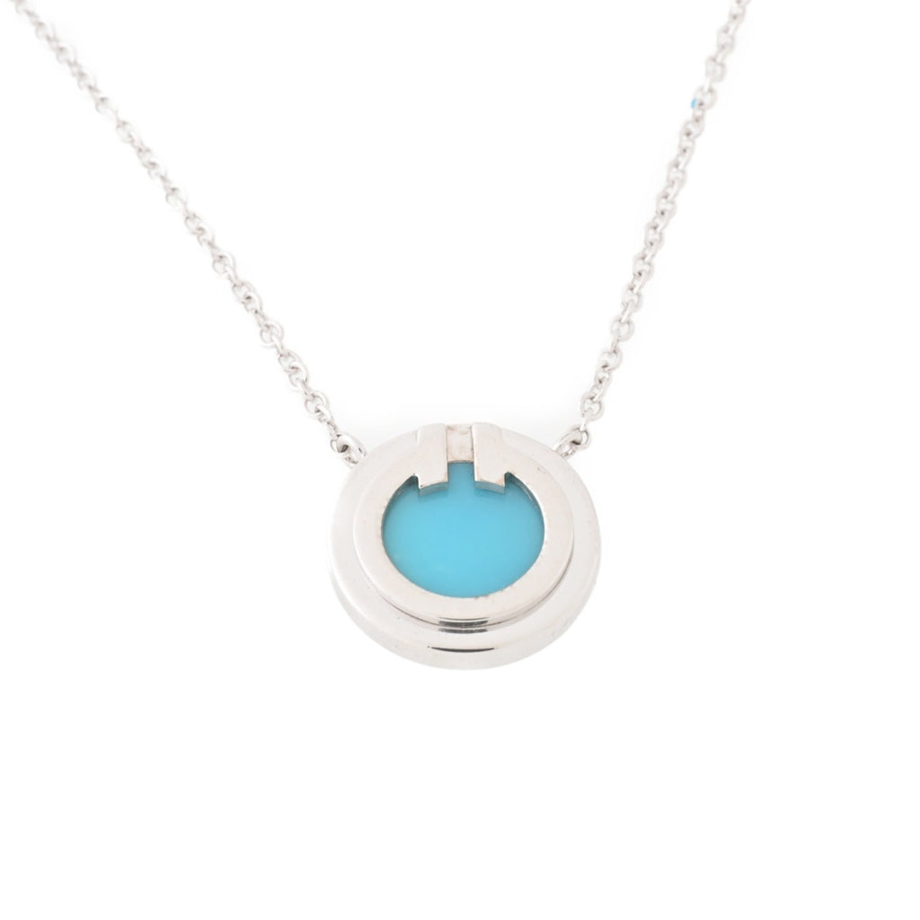 Pendant Necklace 18K White Gold with Turquoise