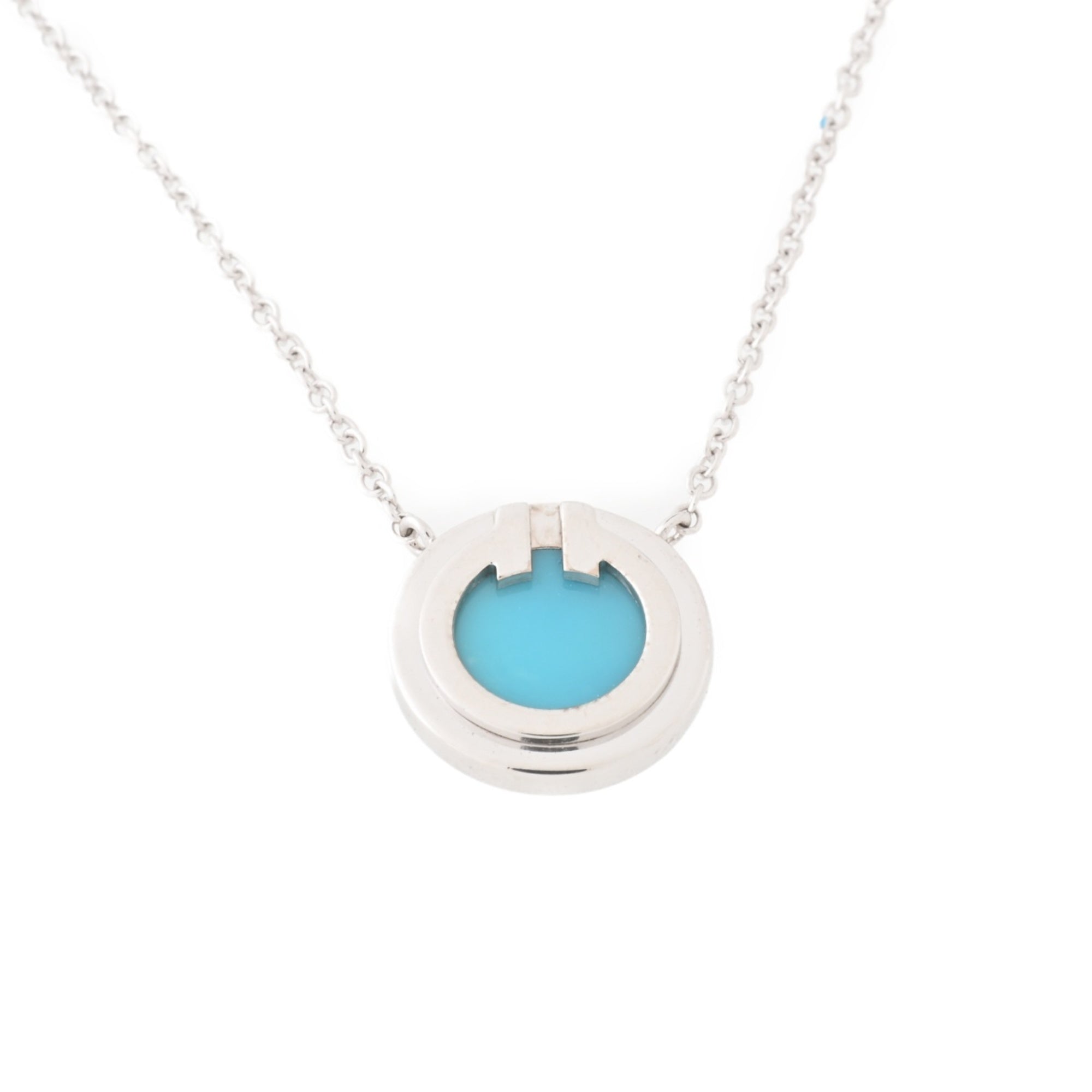 Pendant Necklace 18K White Gold with Turquoise