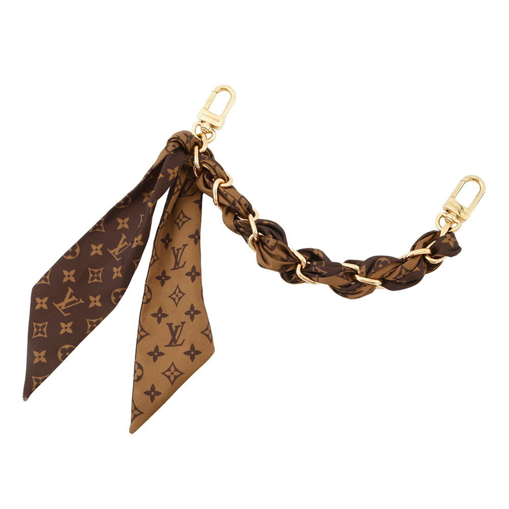 Monogram Chain Fleur Charm Metal and Silk Brown Handbag Charm
