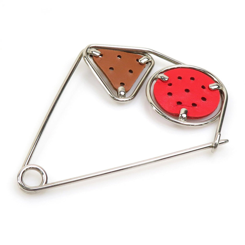 Brooch Leather and Metal