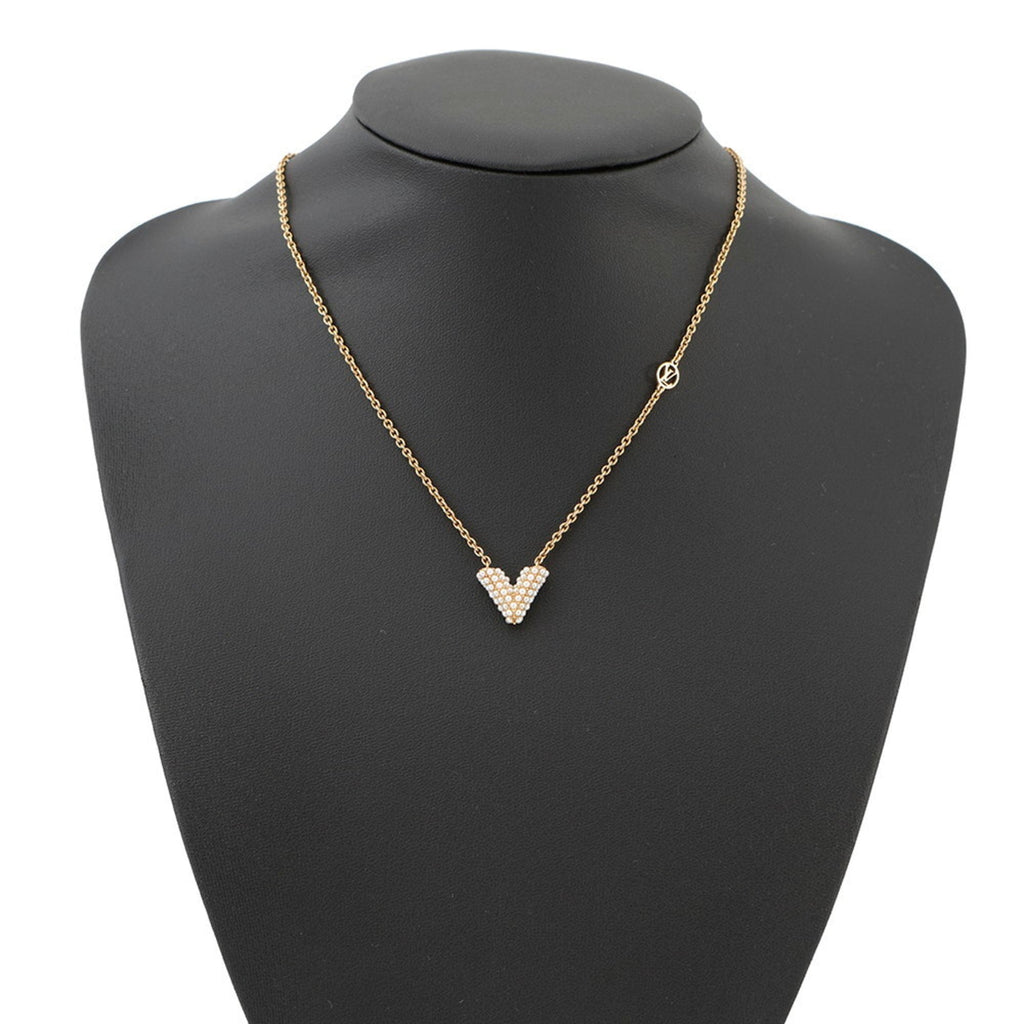 Pendant Necklace Gold Metal with Pearl