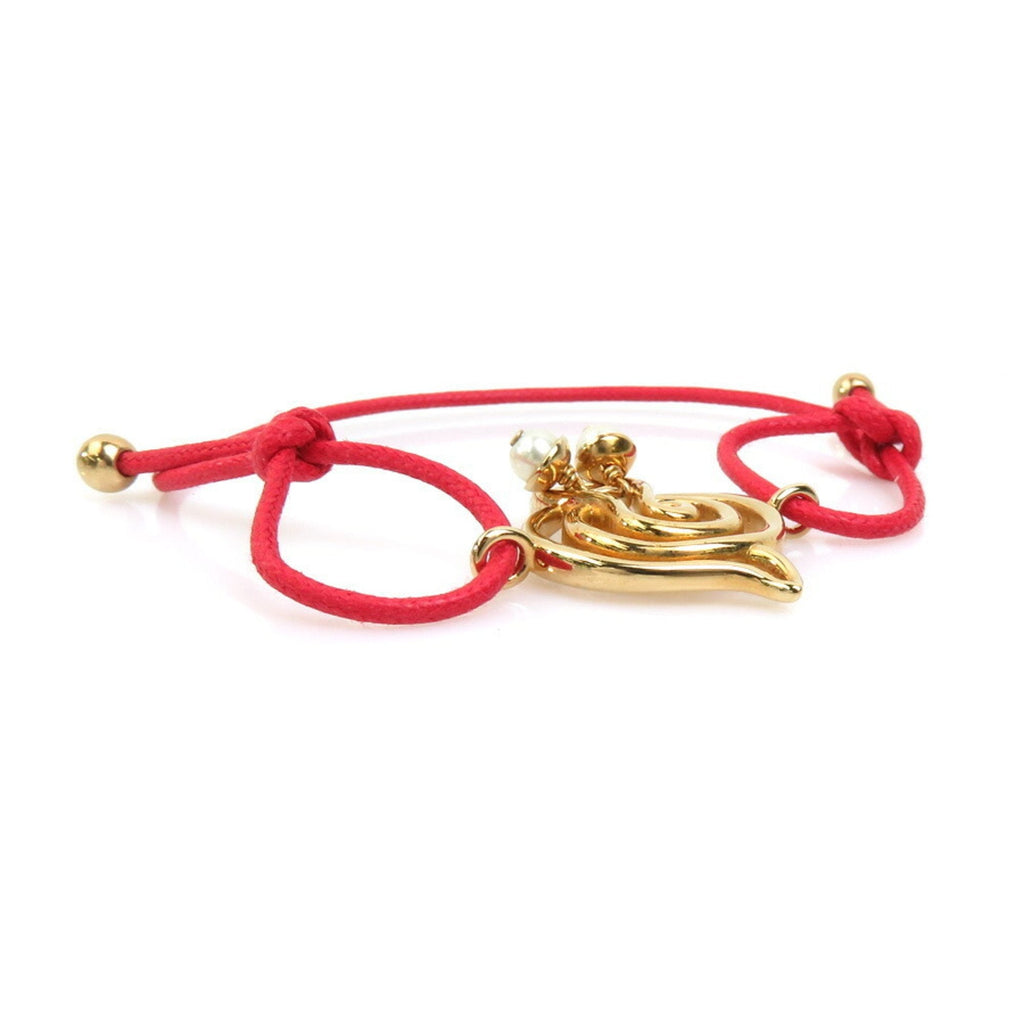 Bracelet Metal and Nylon Gold and Red