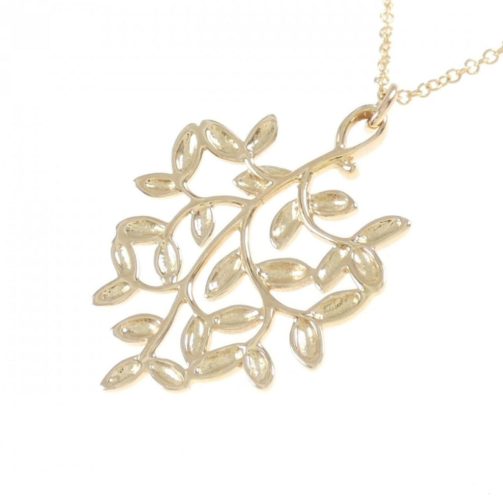 Olive Leaf Pendant Necklace 18K Rose Gold Small