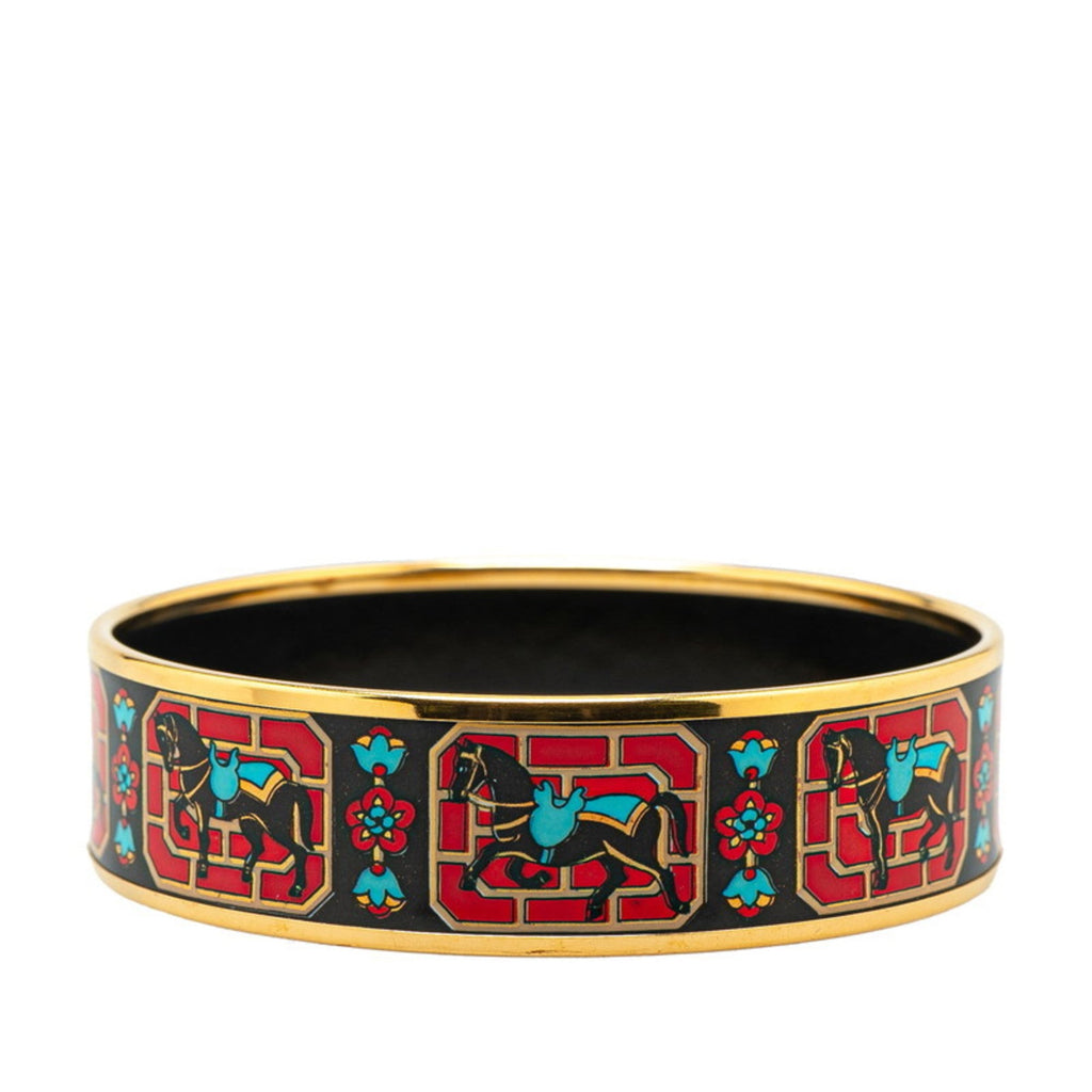 Enamel Bangle Bracelet Black Multicolor
