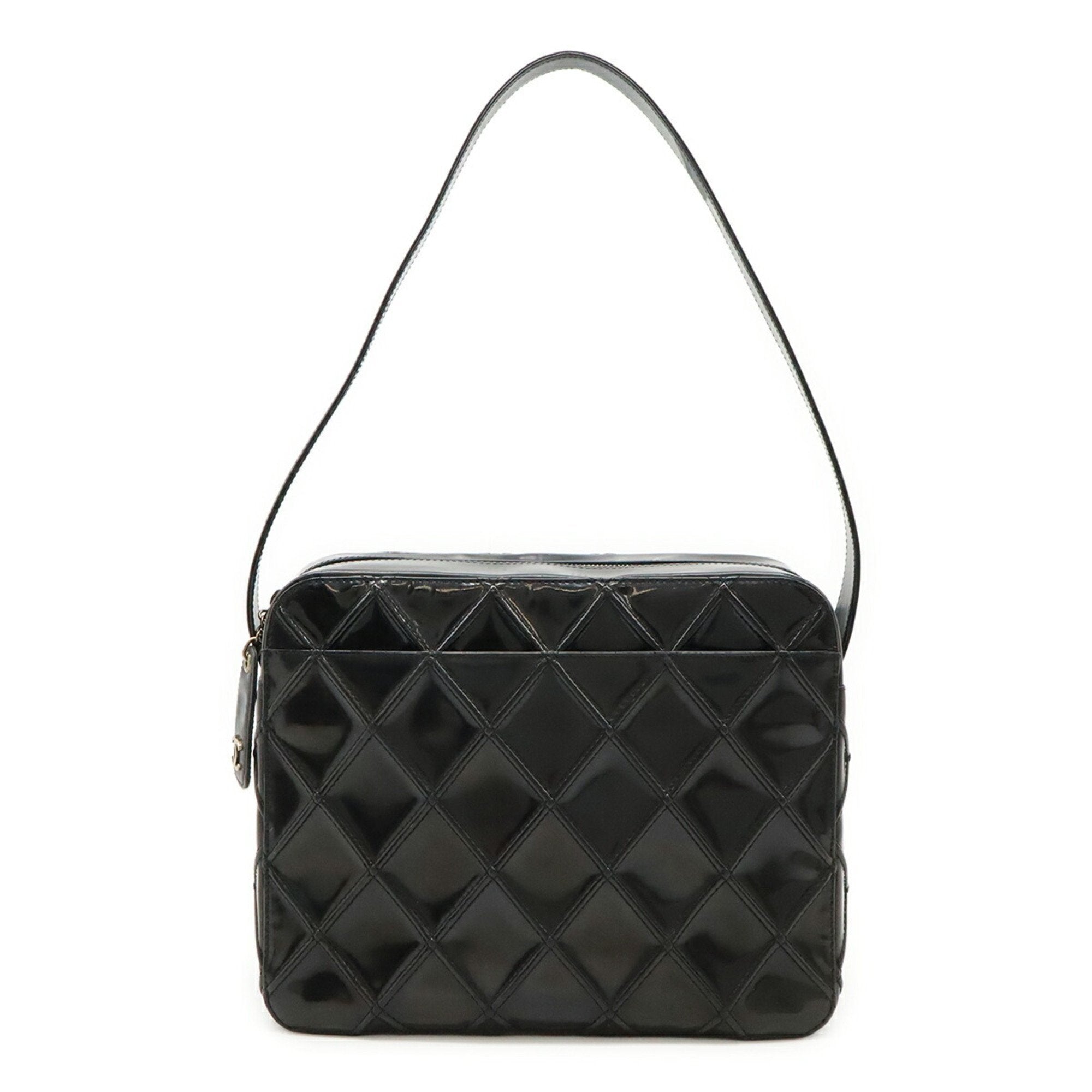 Vintage Pocket Shoulder Bag Quilted Patent Small