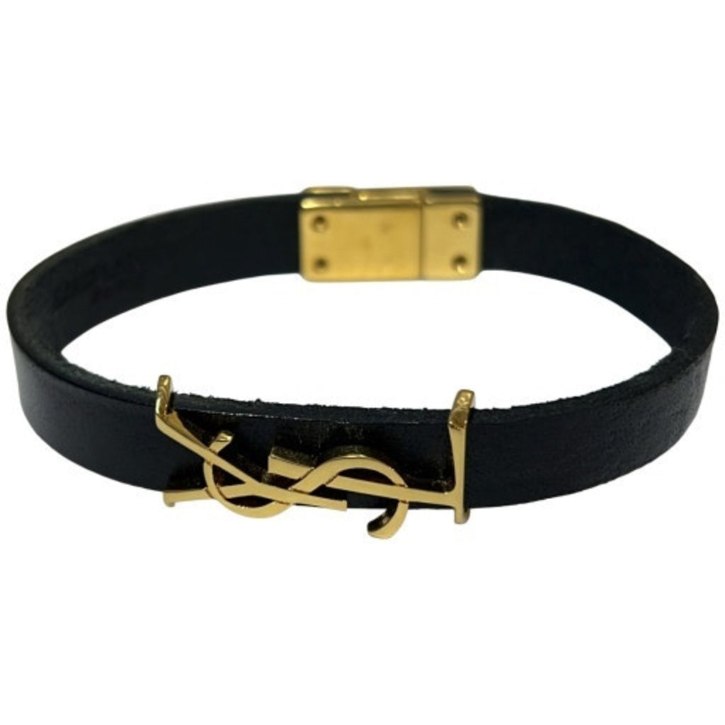 Bracelet Black Leather and Gold