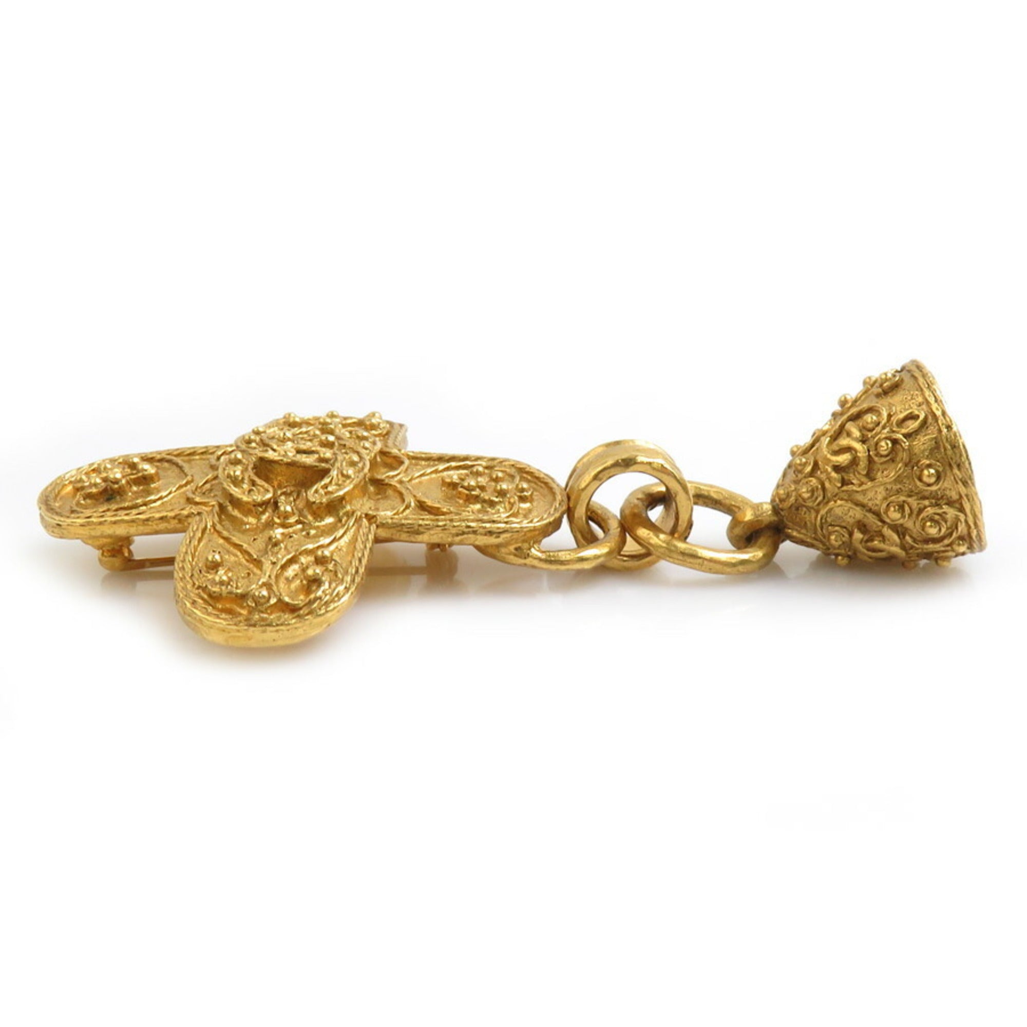 CC Logo Brooch Gold-Tone Metal
